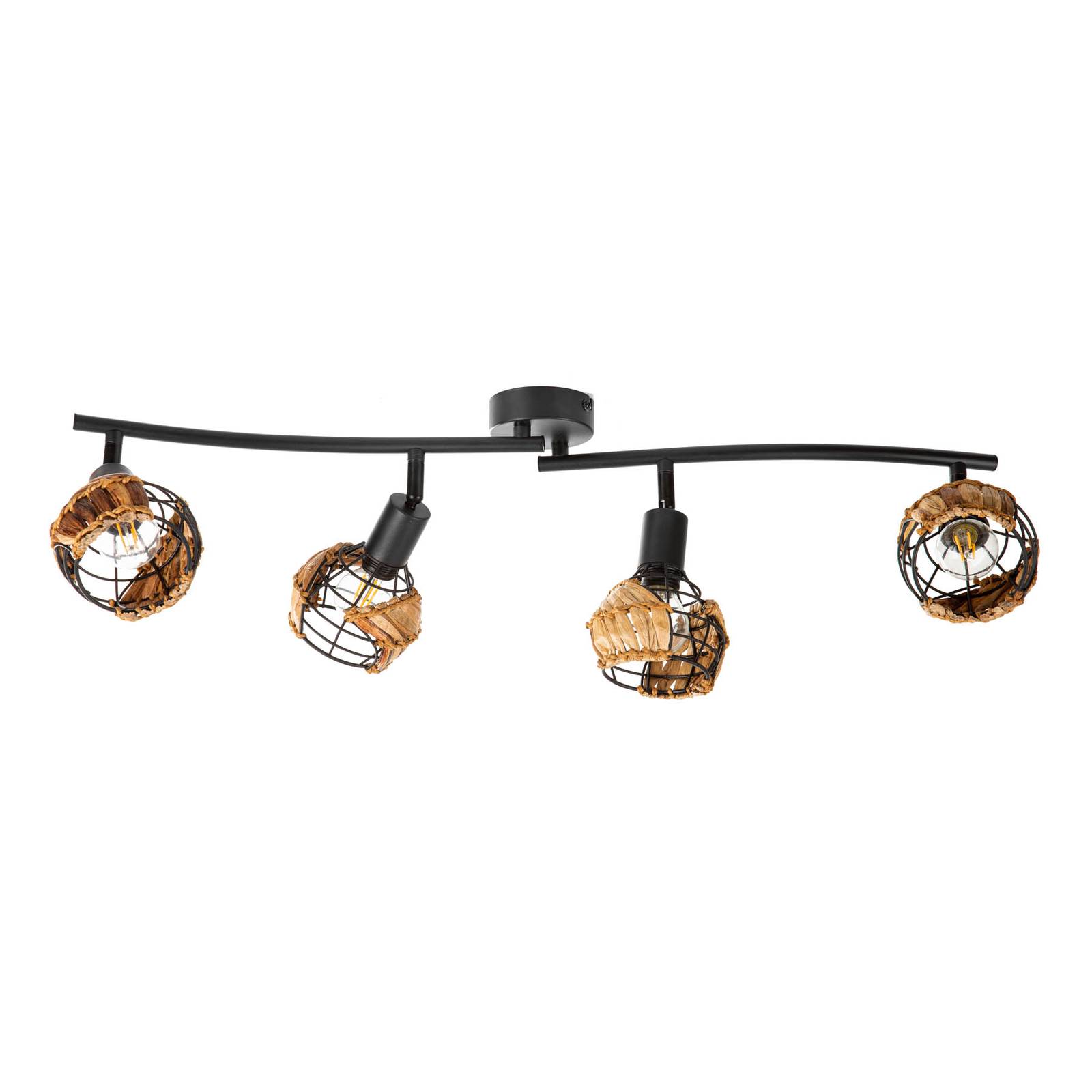 Spot pour plafond Java treillis paille 4 lampes