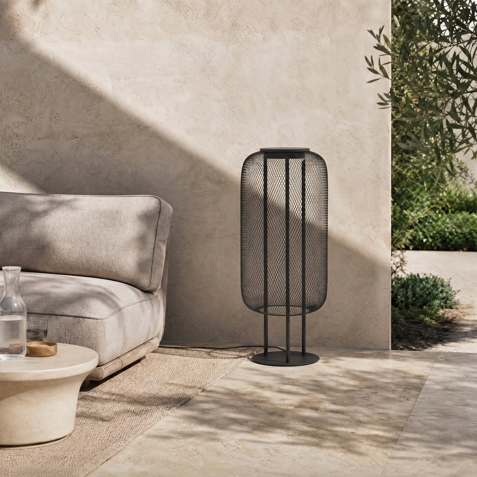 Korvyn LED floor lamp, black, height 80 cm, IP44 - Lucande Korvyn LED floor lamp, black, height 80 cm, IP44 - Lucande