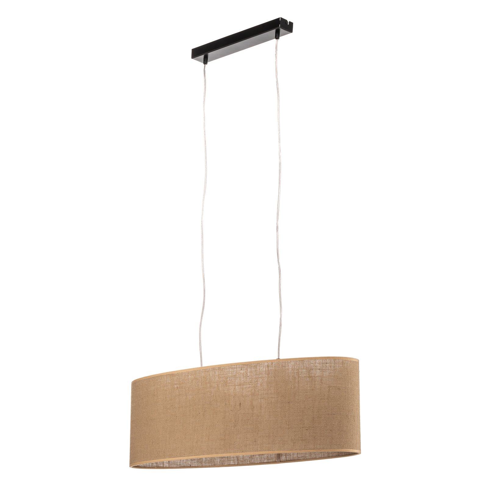Jute pendant light with an oval jute lampshade