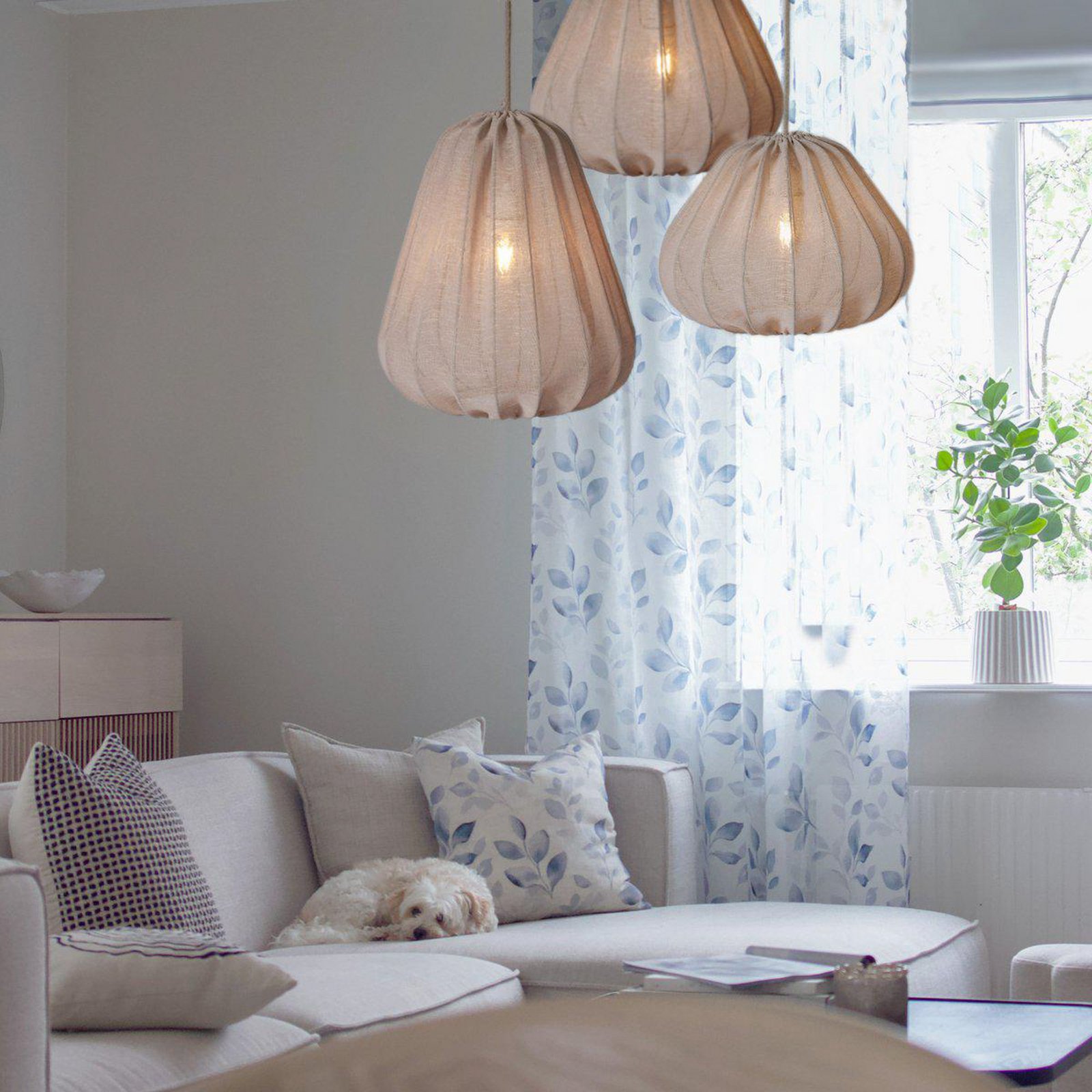 PR Home Висяща лампа Sienna, бежова, височина 35 cm, плат PR Home Висяща лампа Sienna, бежова, височина 35 cm, плат