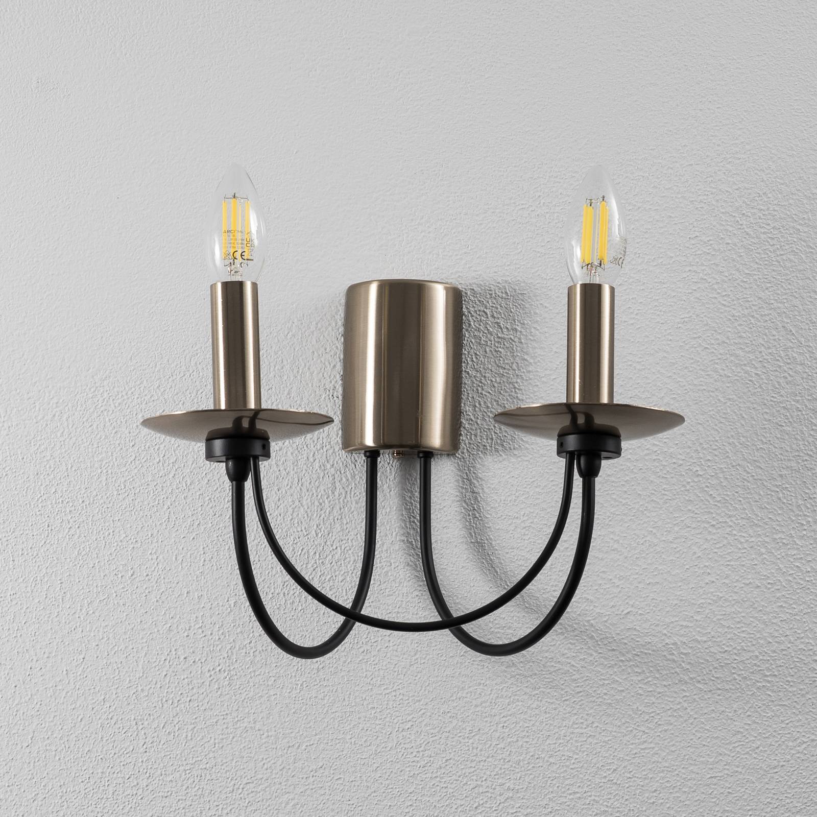 Wandlampe Dofa, messing antik/schwarz, 2-flammig günstig online kaufen