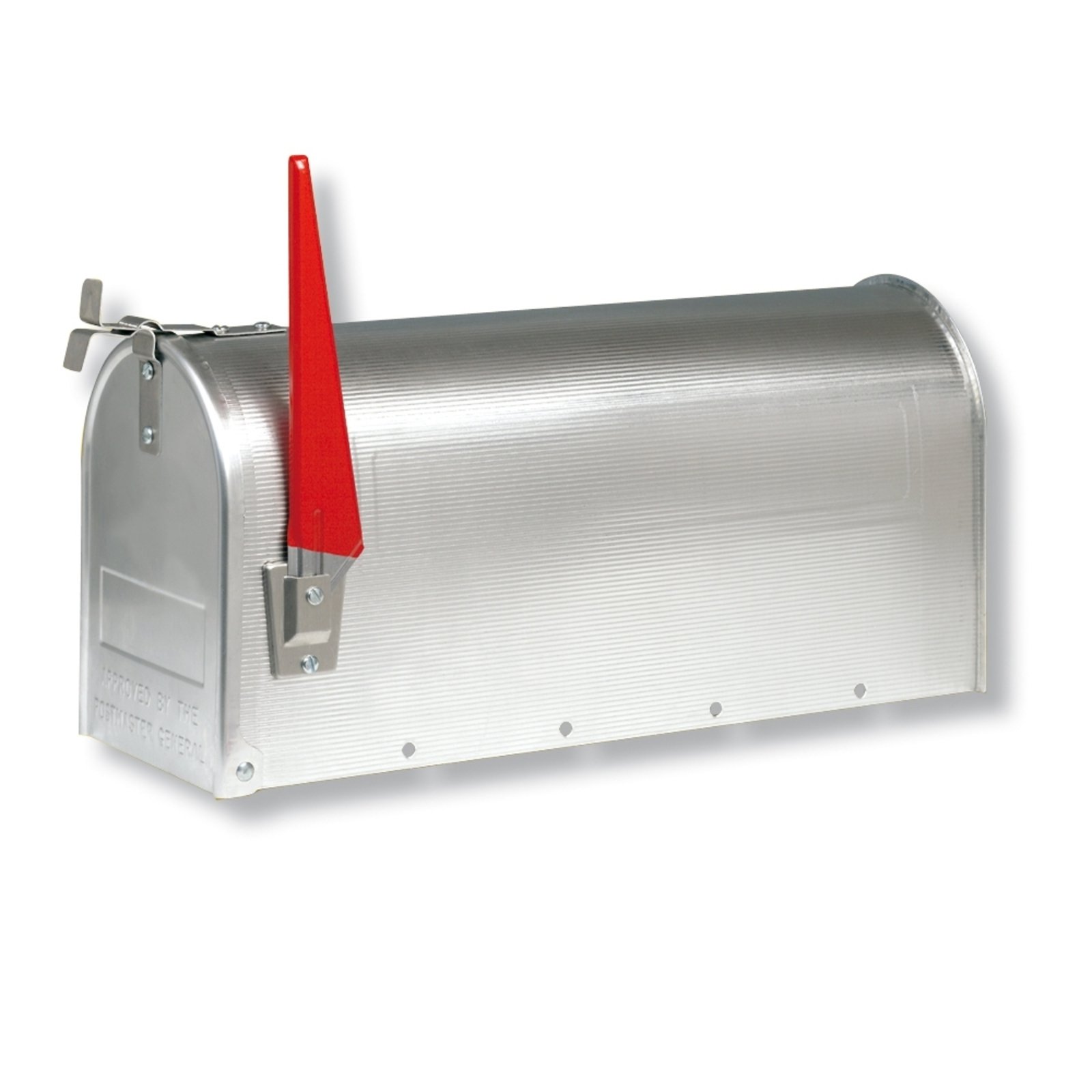 US mailbox with pivotable flag, aluminium