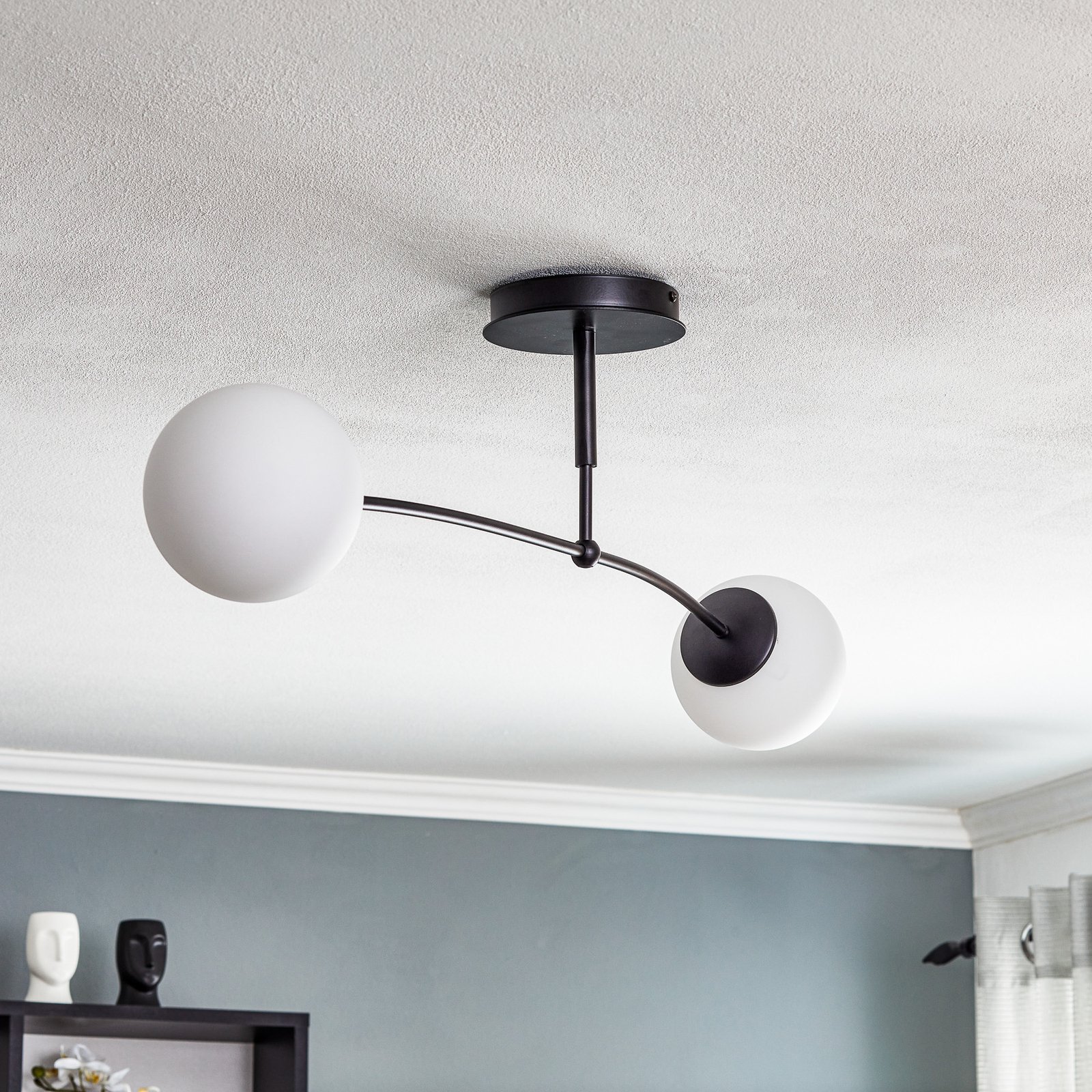 Pregos 2 ceiling light, two-bulb, black