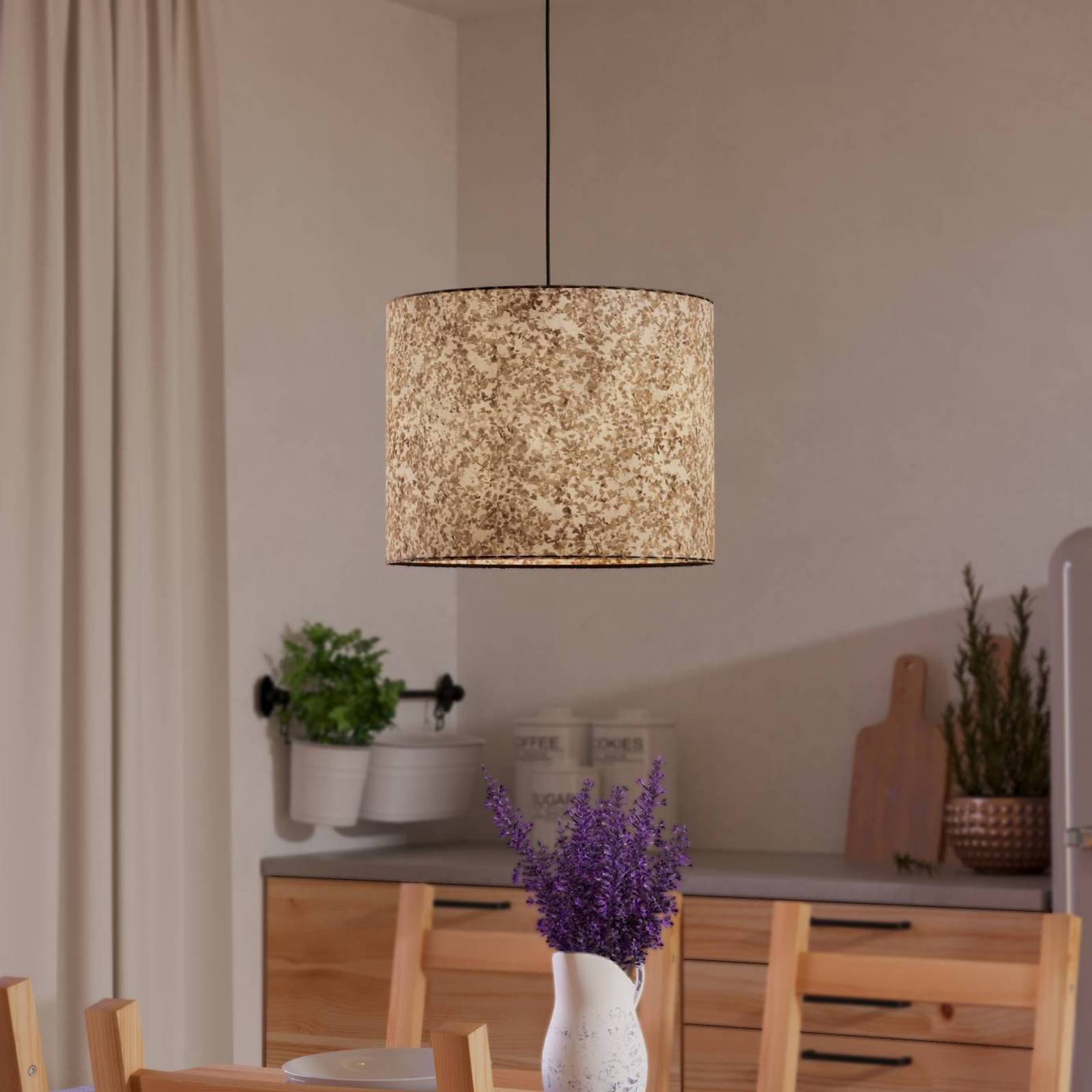 Lampa wisząca Butterburn Ø 36 cm beżowy/zielony tkanina