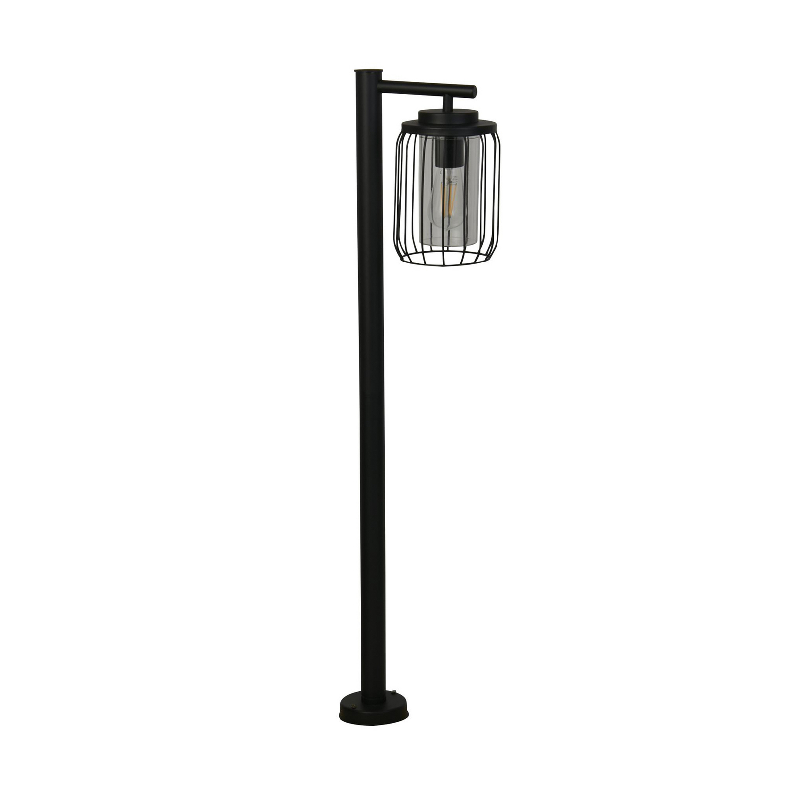 Borne lumineuse Reed, IP44, noir, hauteur 100 cm, métal