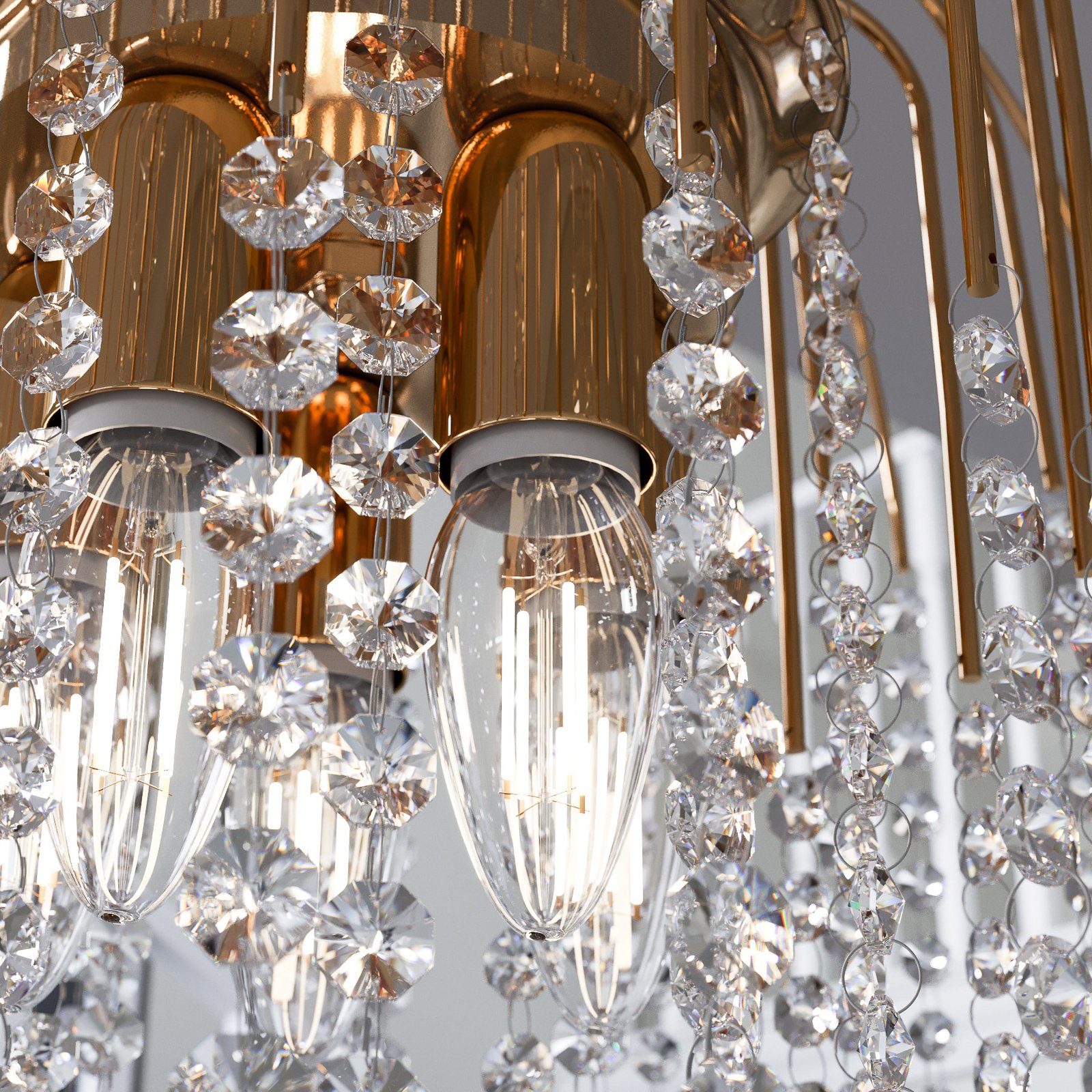 Pioggia függő lámpa, kristály eső, Ø50cm arany