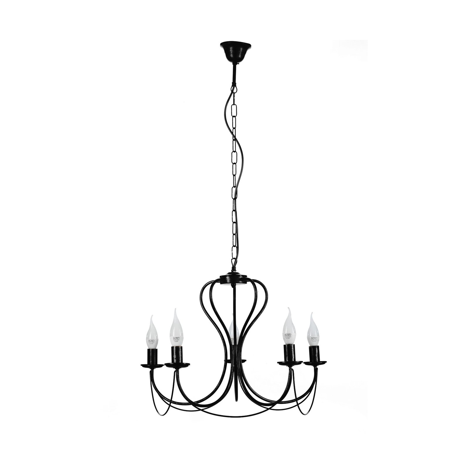 Candela chandelier, black, 5-bulb