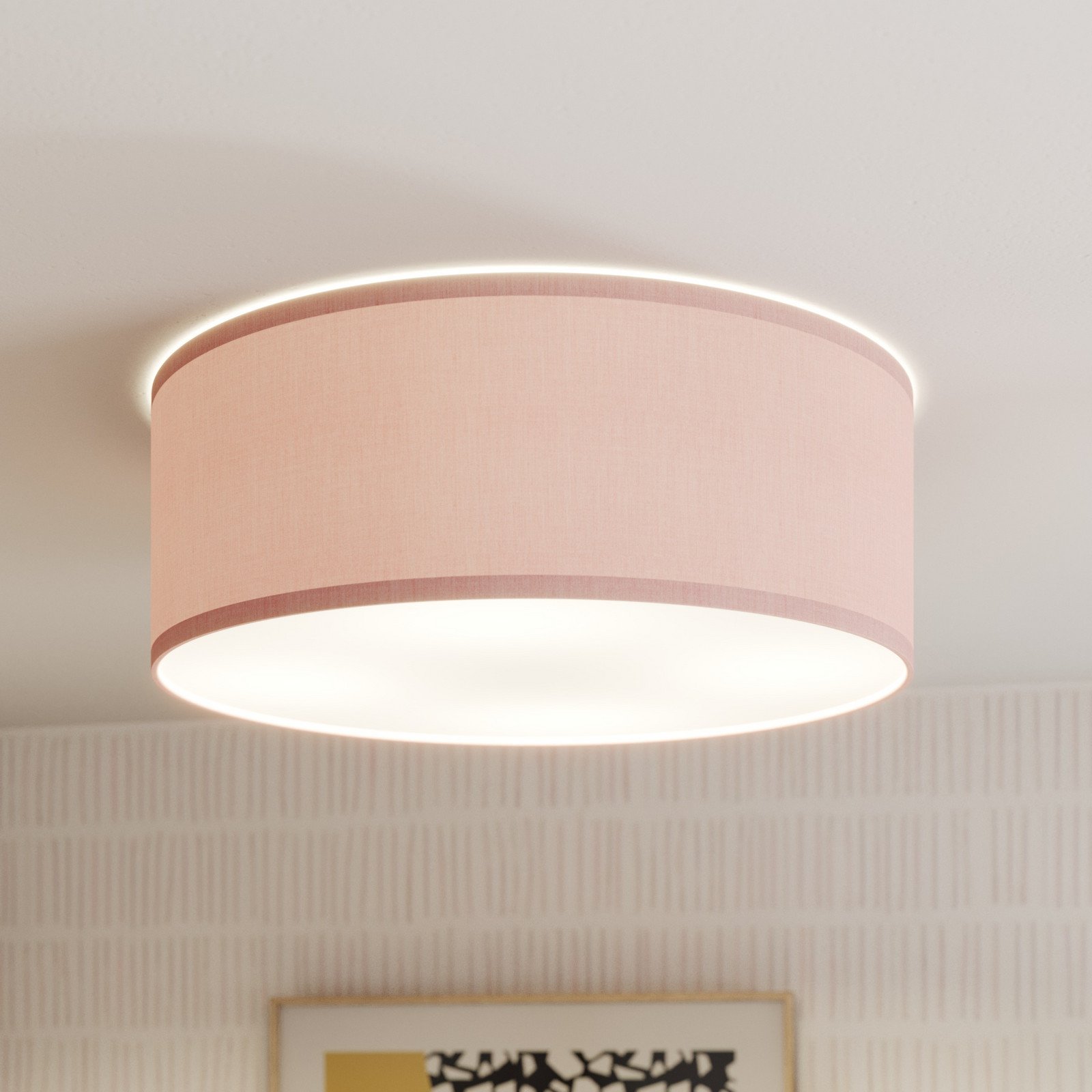 TK Lighting Plafonieră Rondo Kids Ø 38 cm roz - Camera copiilor - modern - Țesătură / Textil