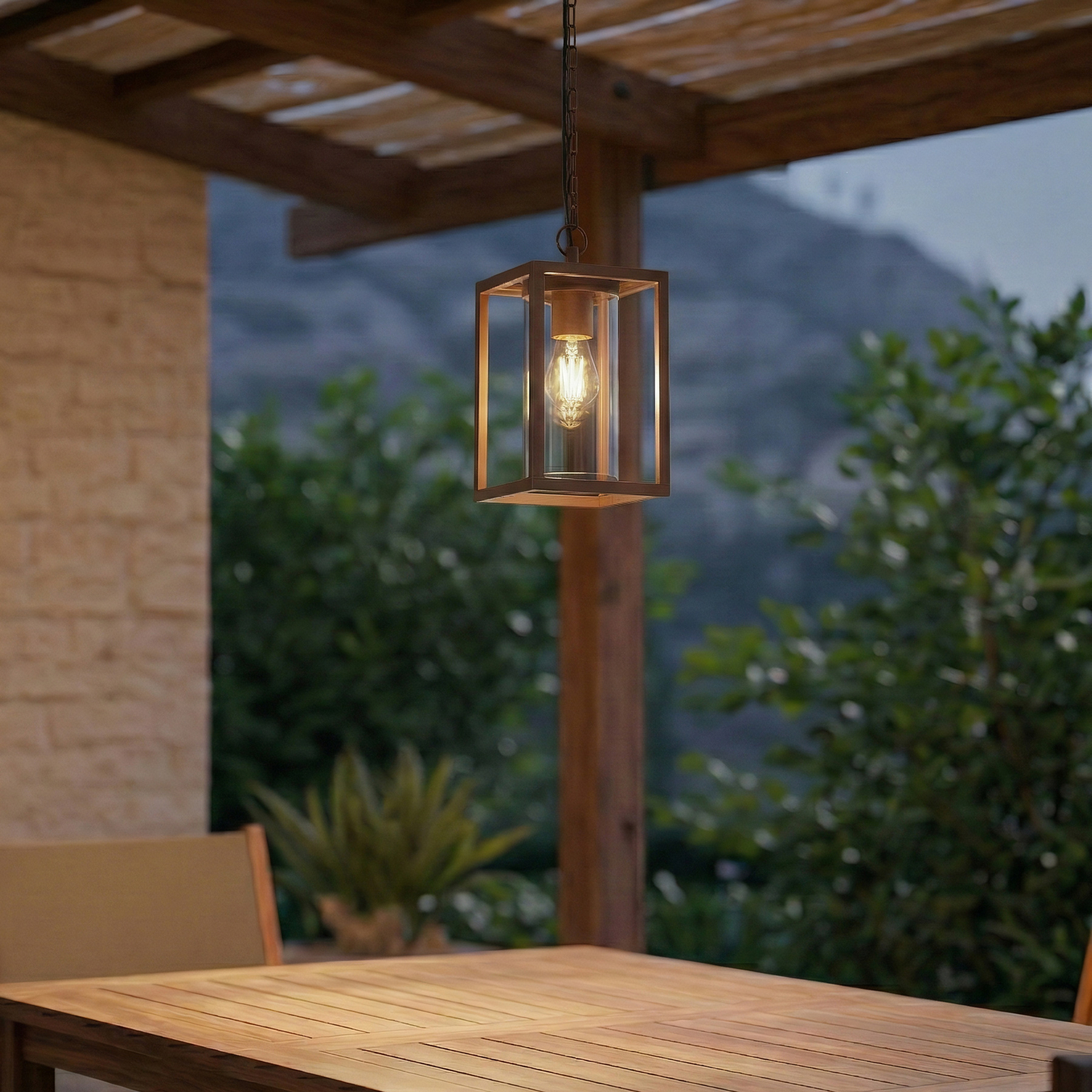 Lucande utendørs pendellampe Ferda, brun, IP44, glass, E27 Lucande utendørs pendellampe Ferda, brun, IP44, glass, E27