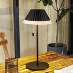 Nabíjecí stolní lampa Lindby LED Ilvi, černá, hliník, Ø 17,5 cm