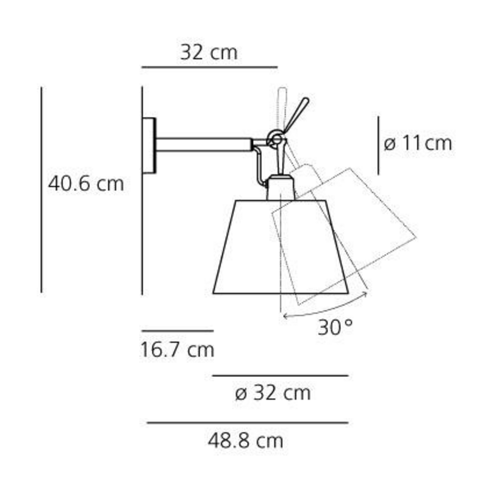 Tolomeo Parete Diffusore Aplică de Perete ø32 Grey Satin - Artemide