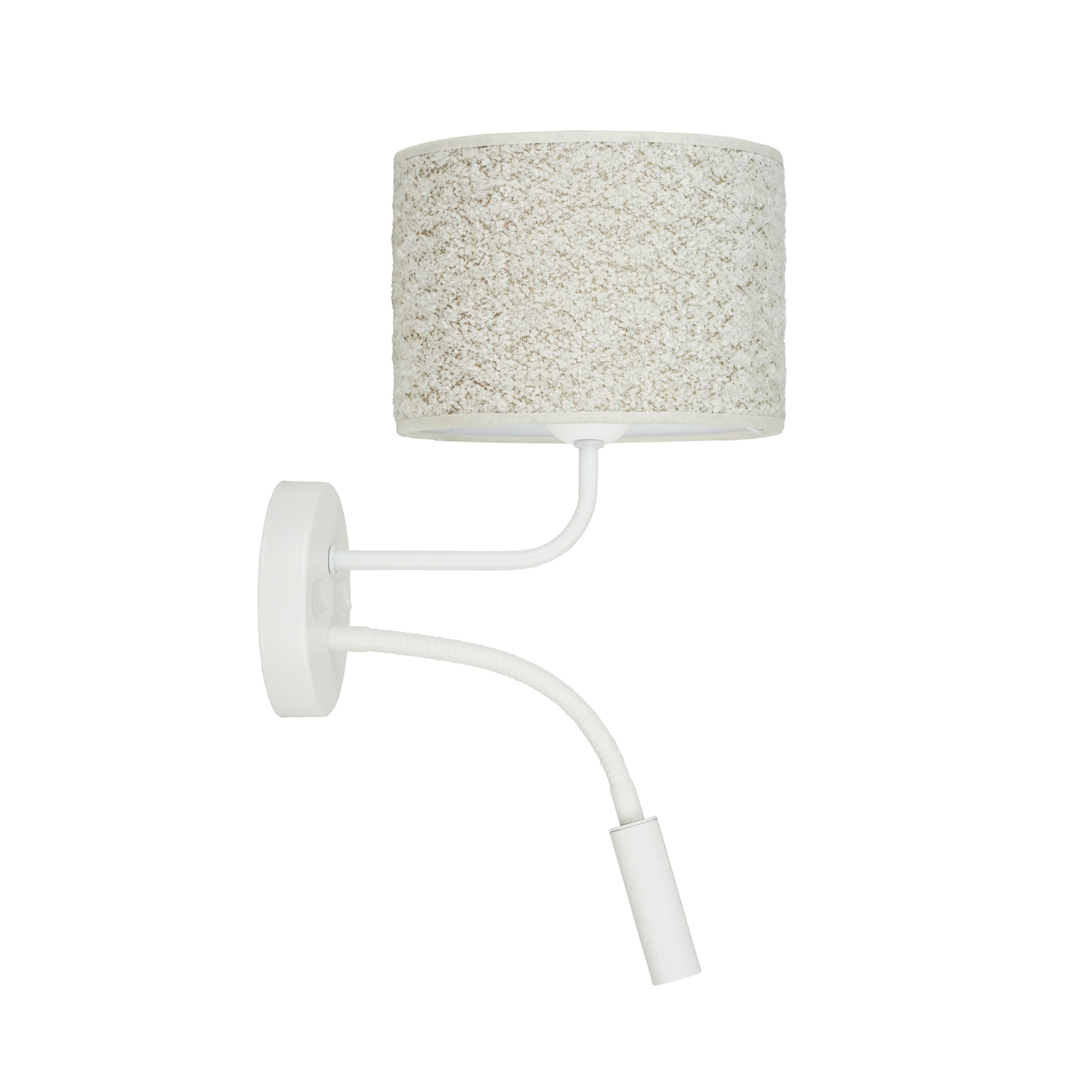 Wandleuchte Roller, Bouclé, weiß/creme, Leselicht