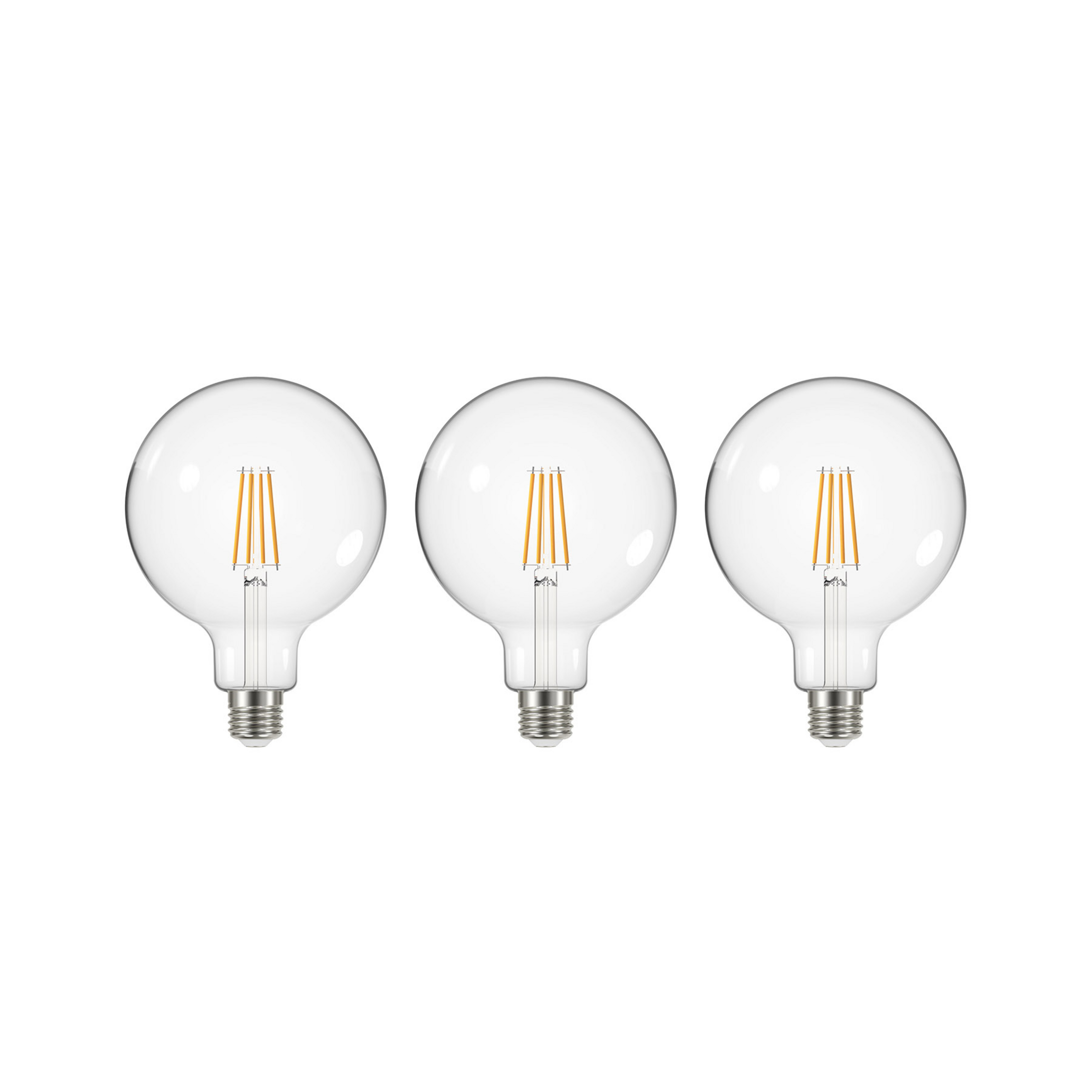LED hõõglamp selge E27 G125 3,8W 2700K 806lm 3er