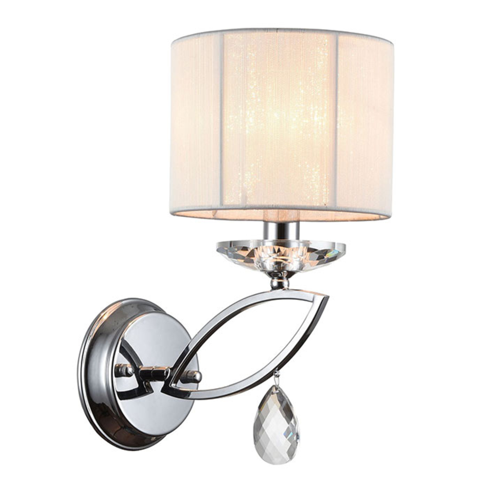 Maytoni Miraggio wall light with crystal elements, for Living / Dining Room, metal, plastic, E14, 40 W, energy efficiency: A++, W: 17 cm, H: 30.5 cm