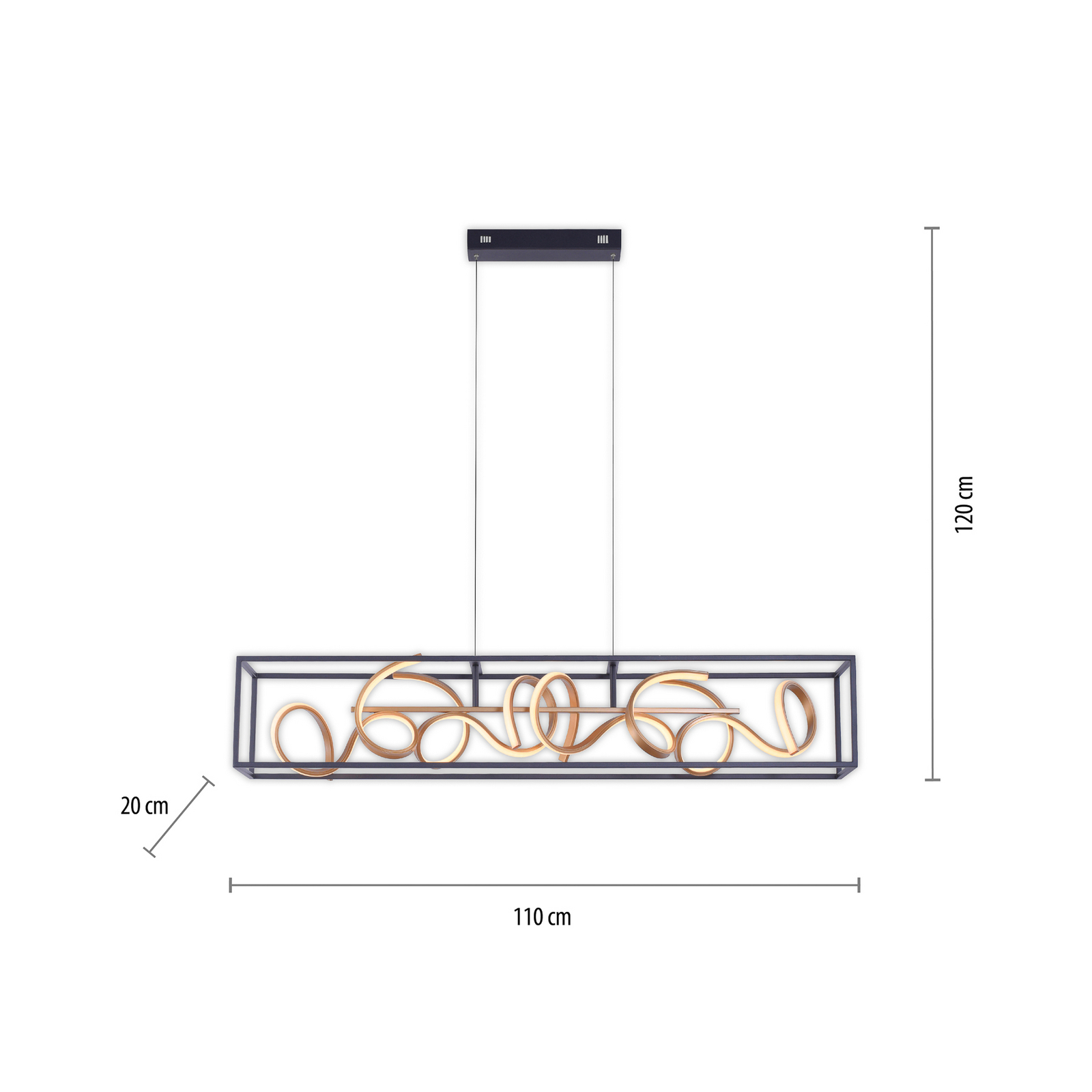 LED pakabinamas šviestuvas „SELINA“, juodos ir auksinės spalvos, ilgis 110 cm, LED pakabinamas šviestuvas „SELINA“, juodos ir auksinės spalvos, ilgis 110 cm,