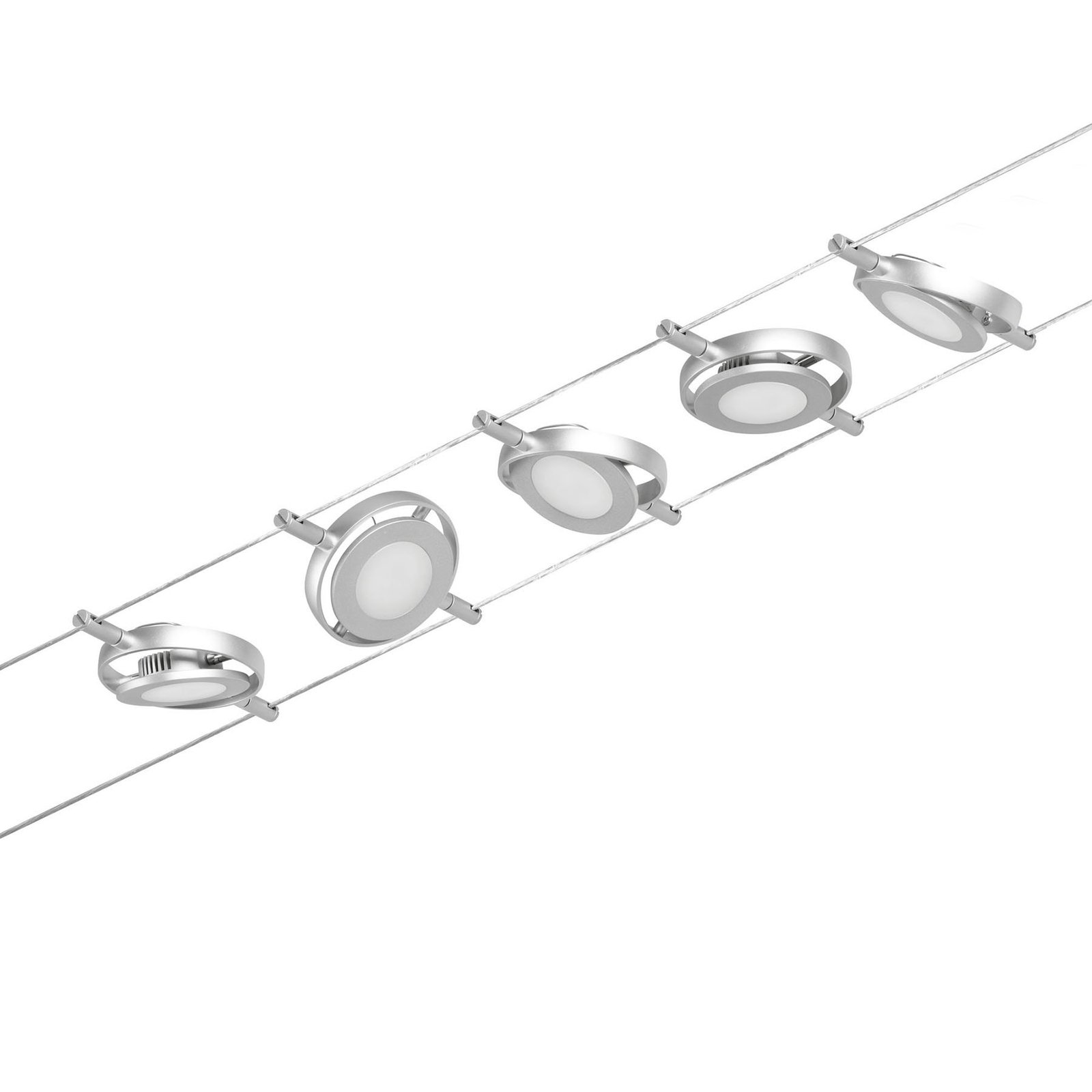 Wire RoundMac LED-Seilsystem, 5-flg. chrom - Paulmann