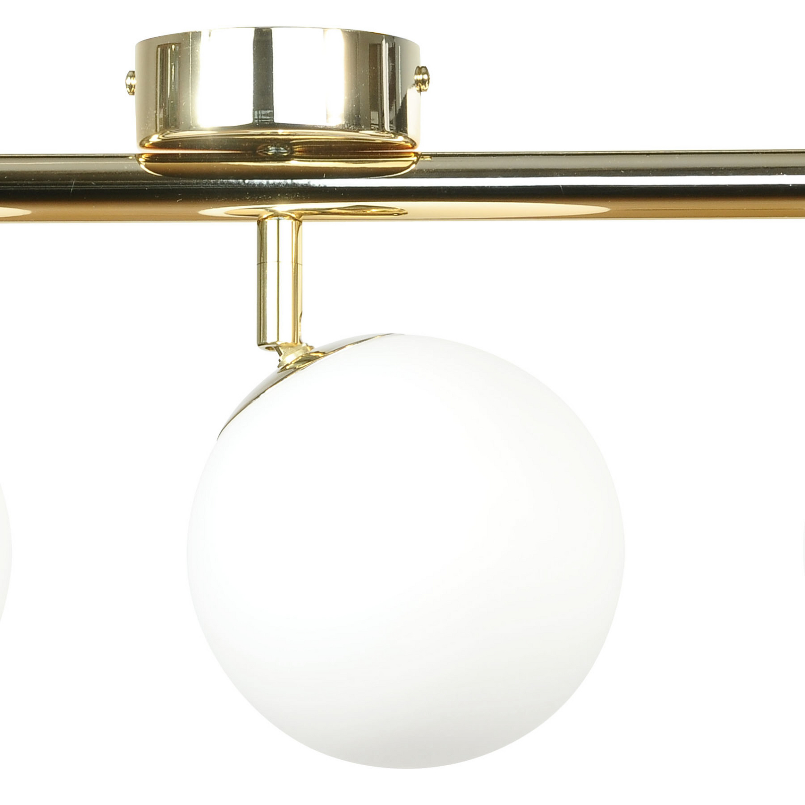 Plafondlamp Drum, goudkleurig, 3-lamps, glas, lengte 46 cm