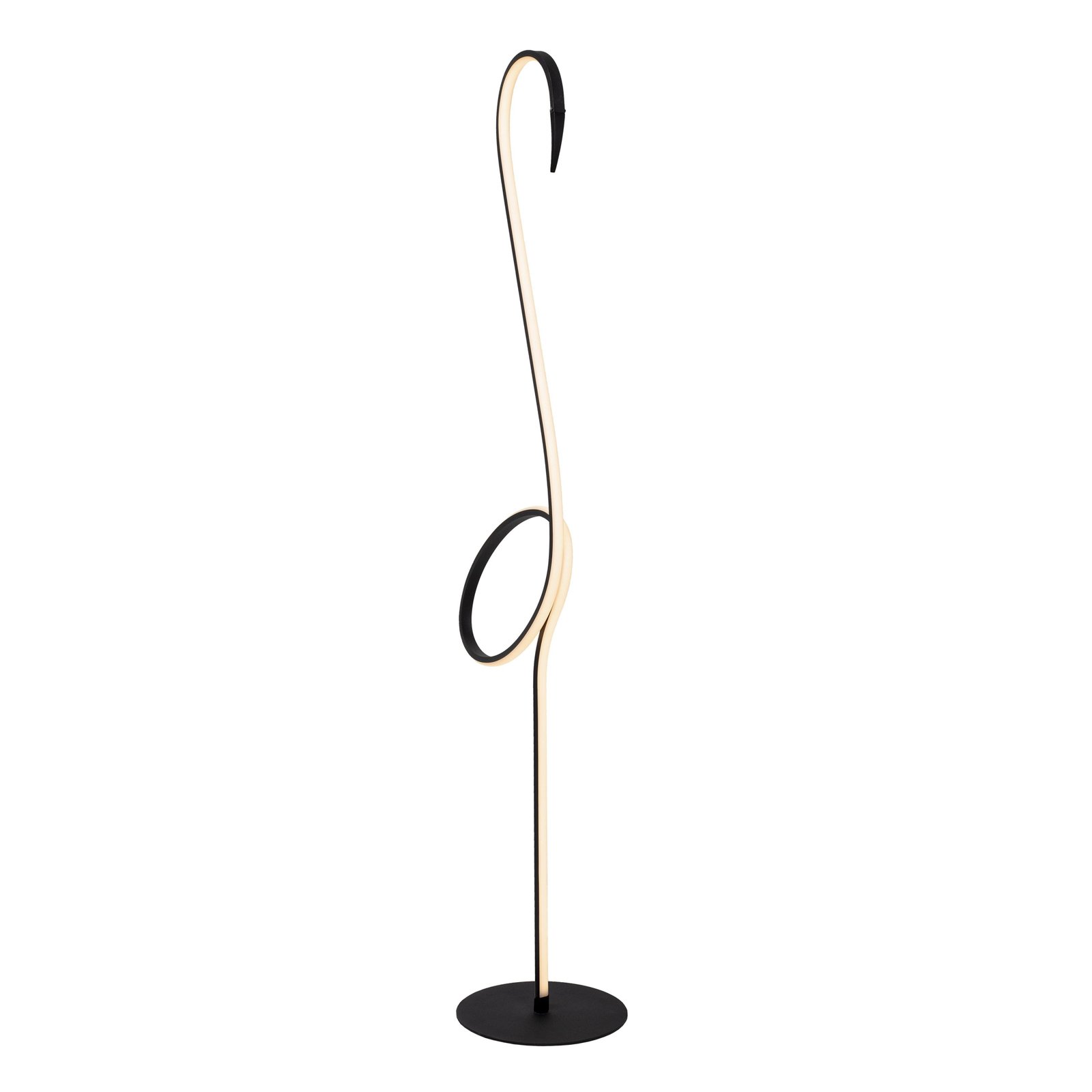 Lampe sur pied LED Flamingo, noir, RVB, acier, hauteur 127 cm