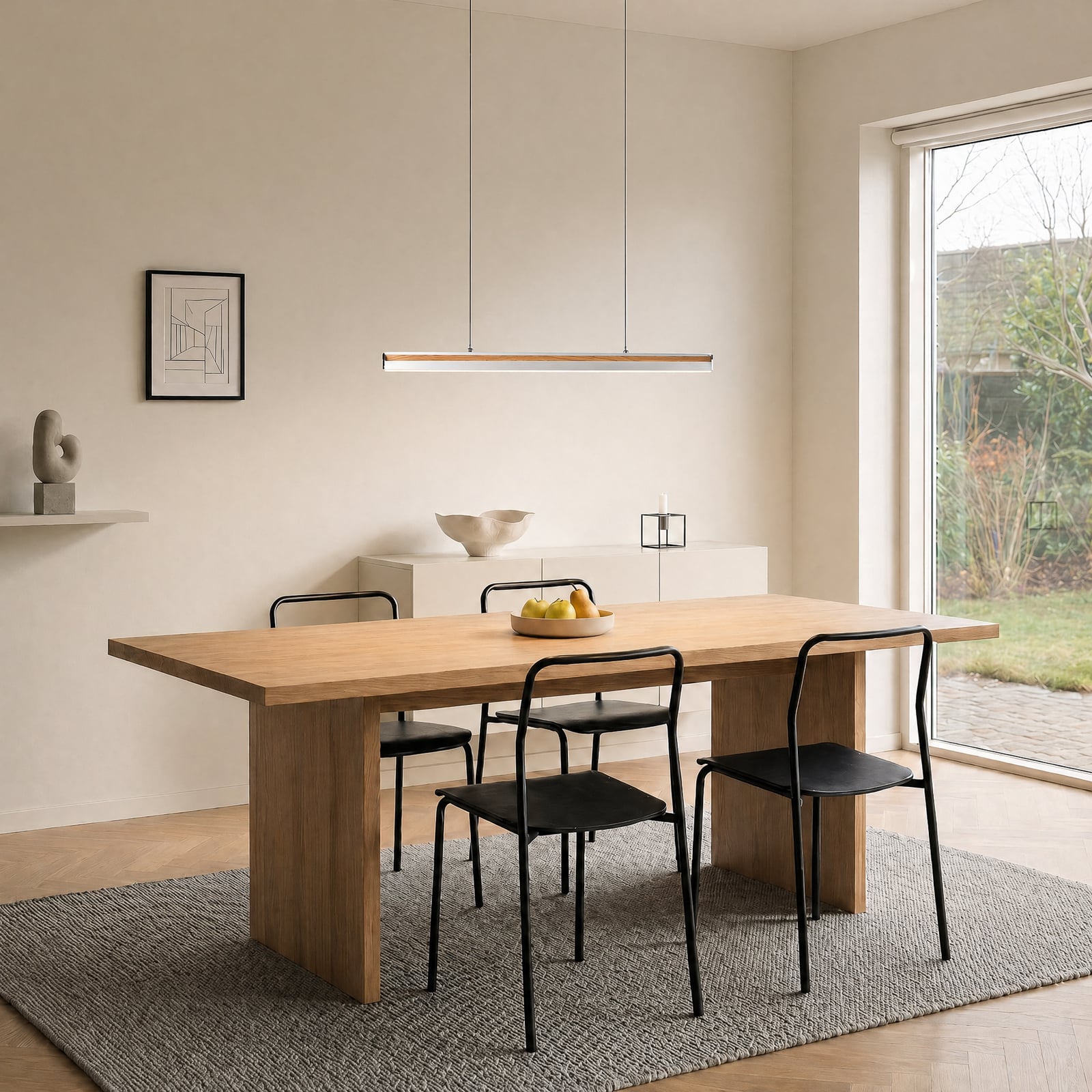 Candeeiro suspenso LED Lucande Lutana, rosa dourado/cor de madeira, 101 cm