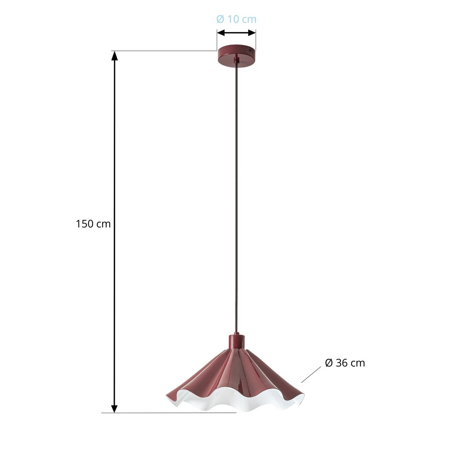 Żyrandol Lindby Lilliet, Ø 34 cm, ciemnoczerwona, metal, E27