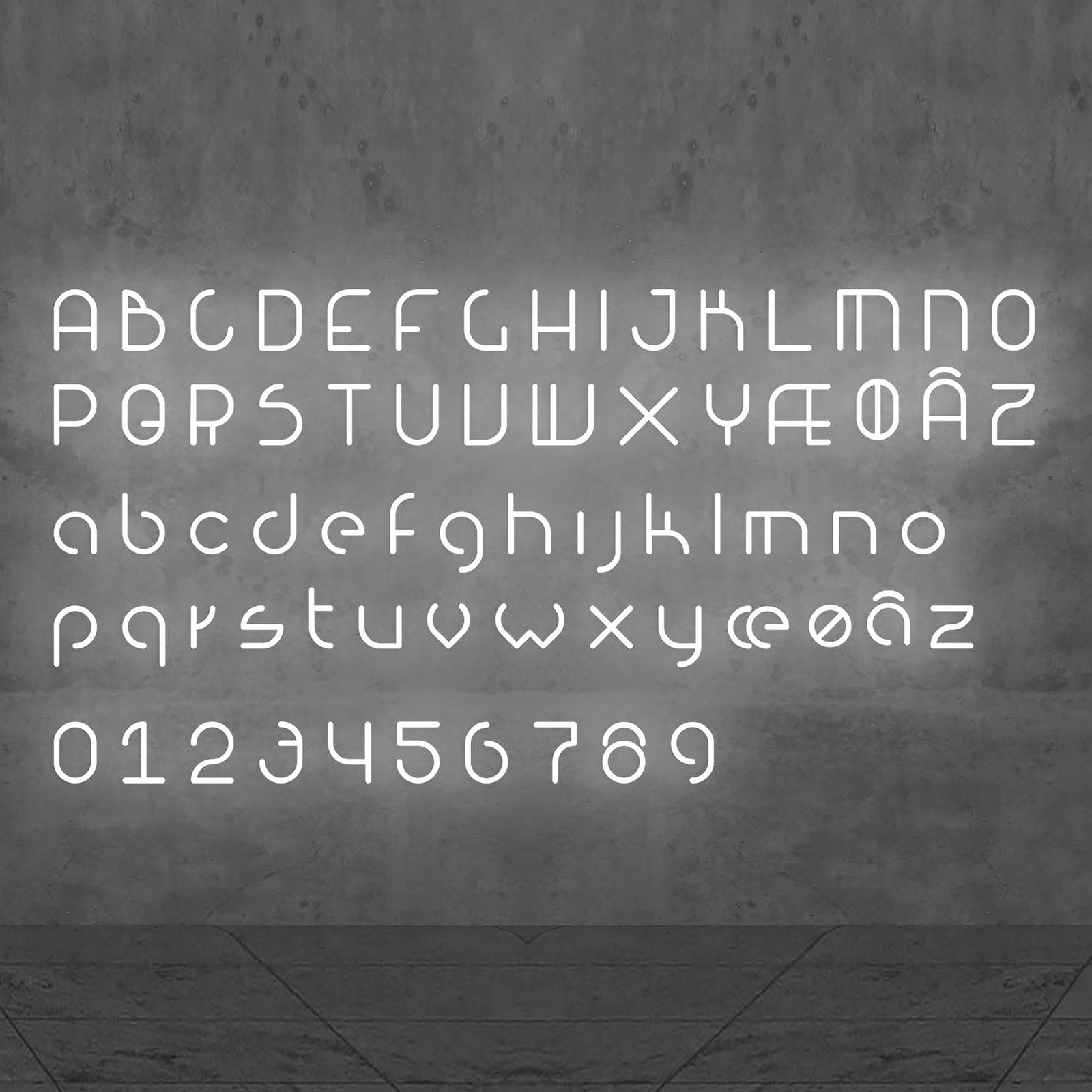 Artemide Alphabet of Light wall lower case m, for Living / Dining Room, methacrylate, aluminium, 29 W, energy efficiency: A++, W: 95 cm, H: 65 cm