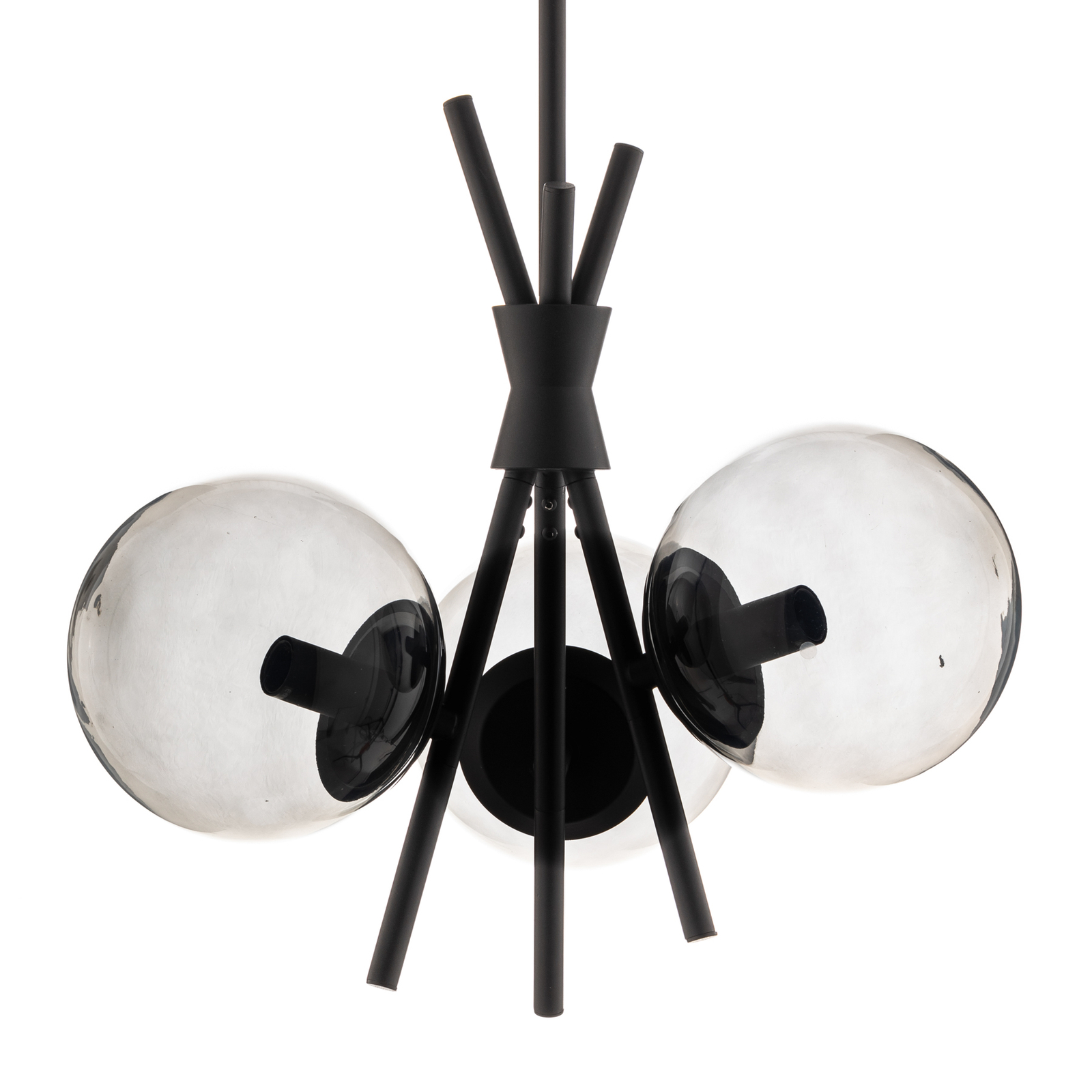 Lucande Sotiana hanging light, 3-bulb, round, black