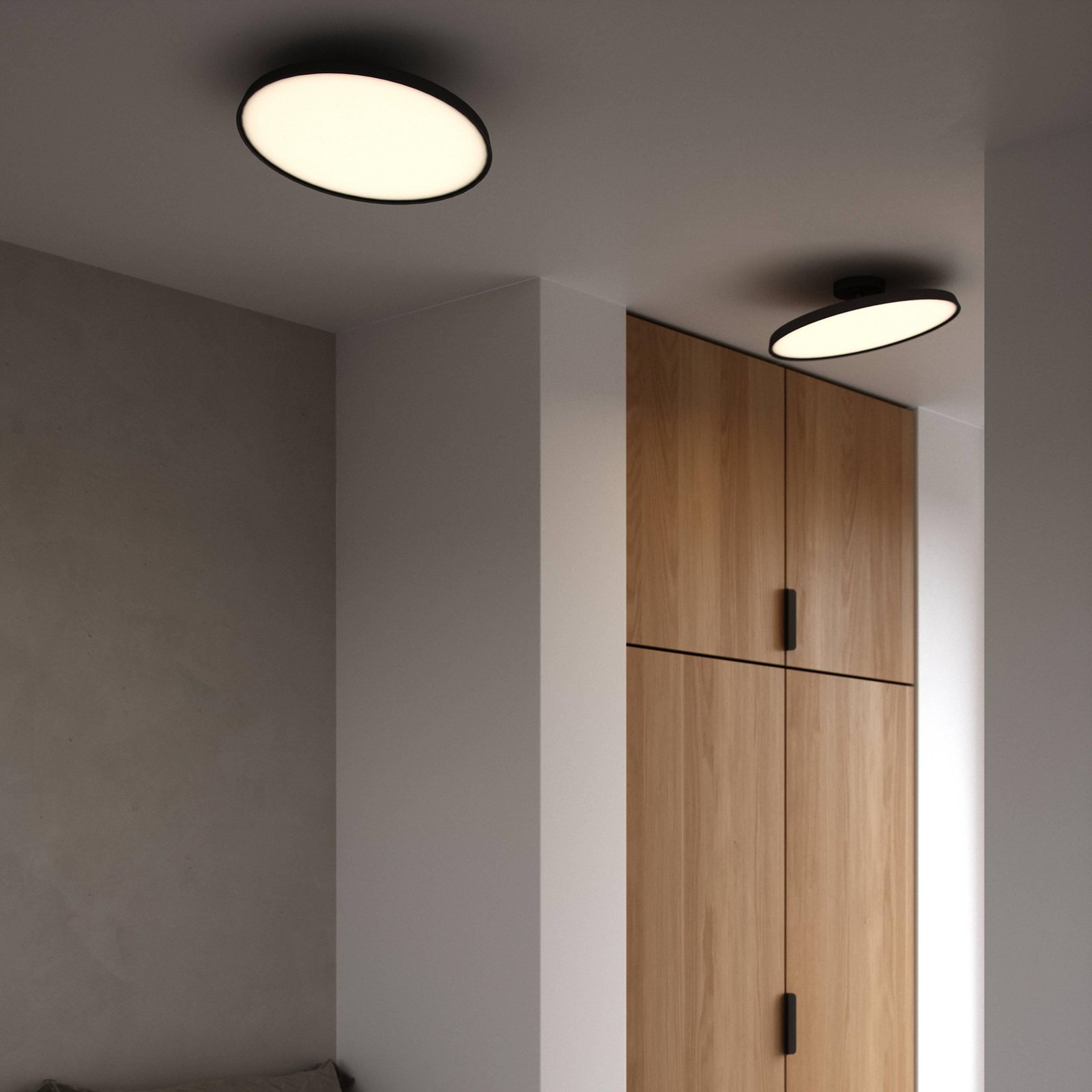 LED semi-flush ceiling light Kaito 2 Pro, Ø 40 cm, black, spacing