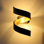 Helix LED wall light, black-gold