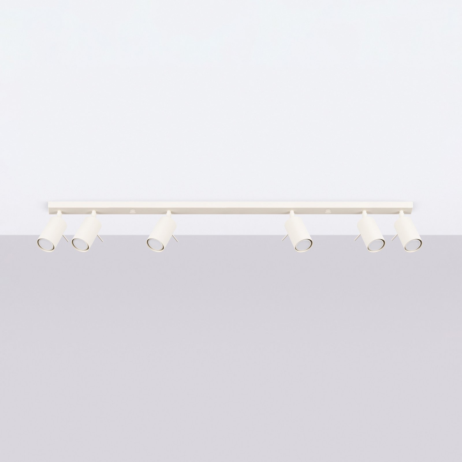 Deckenstrahler Ring, beige, Länge 117 cm, Stahl, 6-flg.