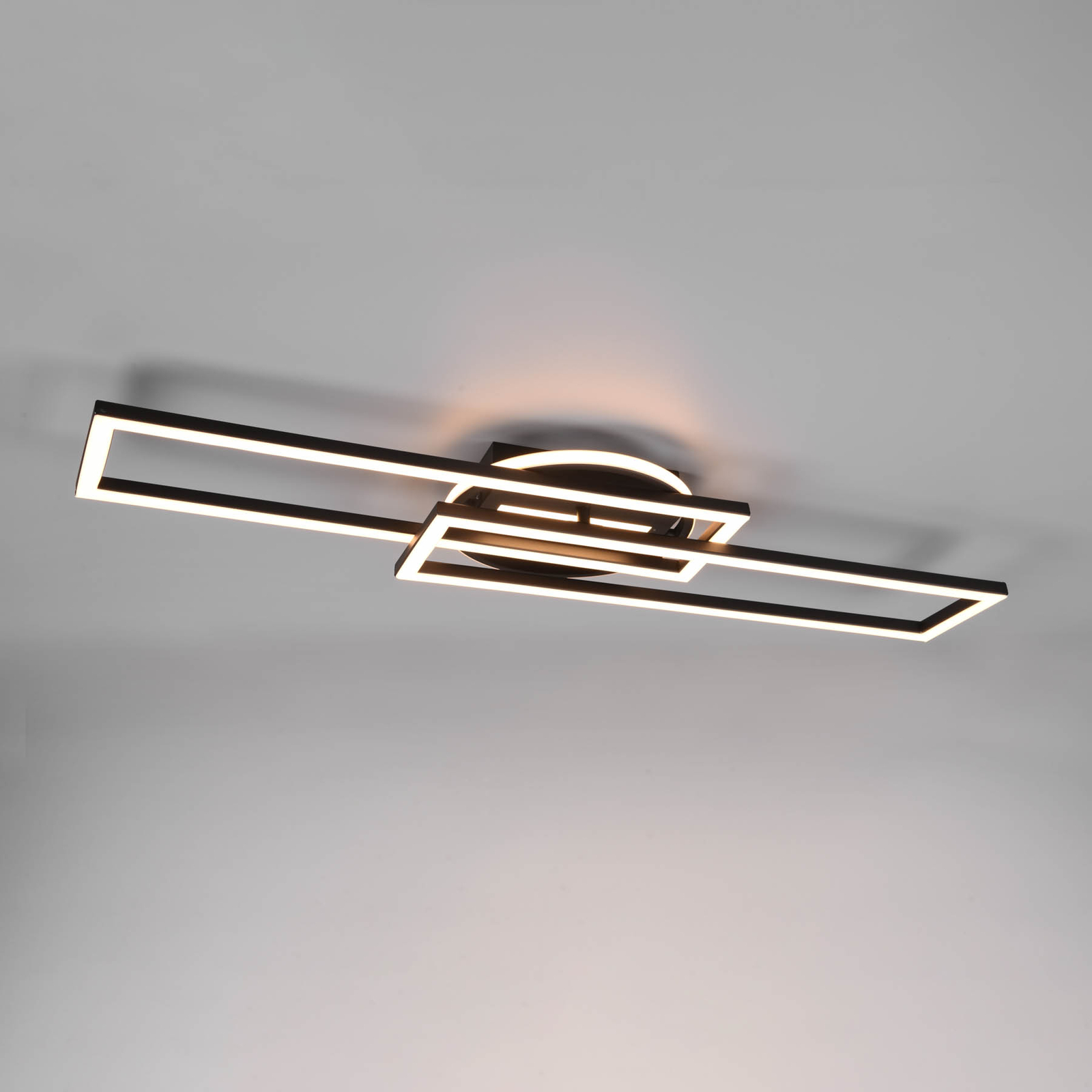 Candeeiro de teto LED Twister, rotativo, com comando, preto