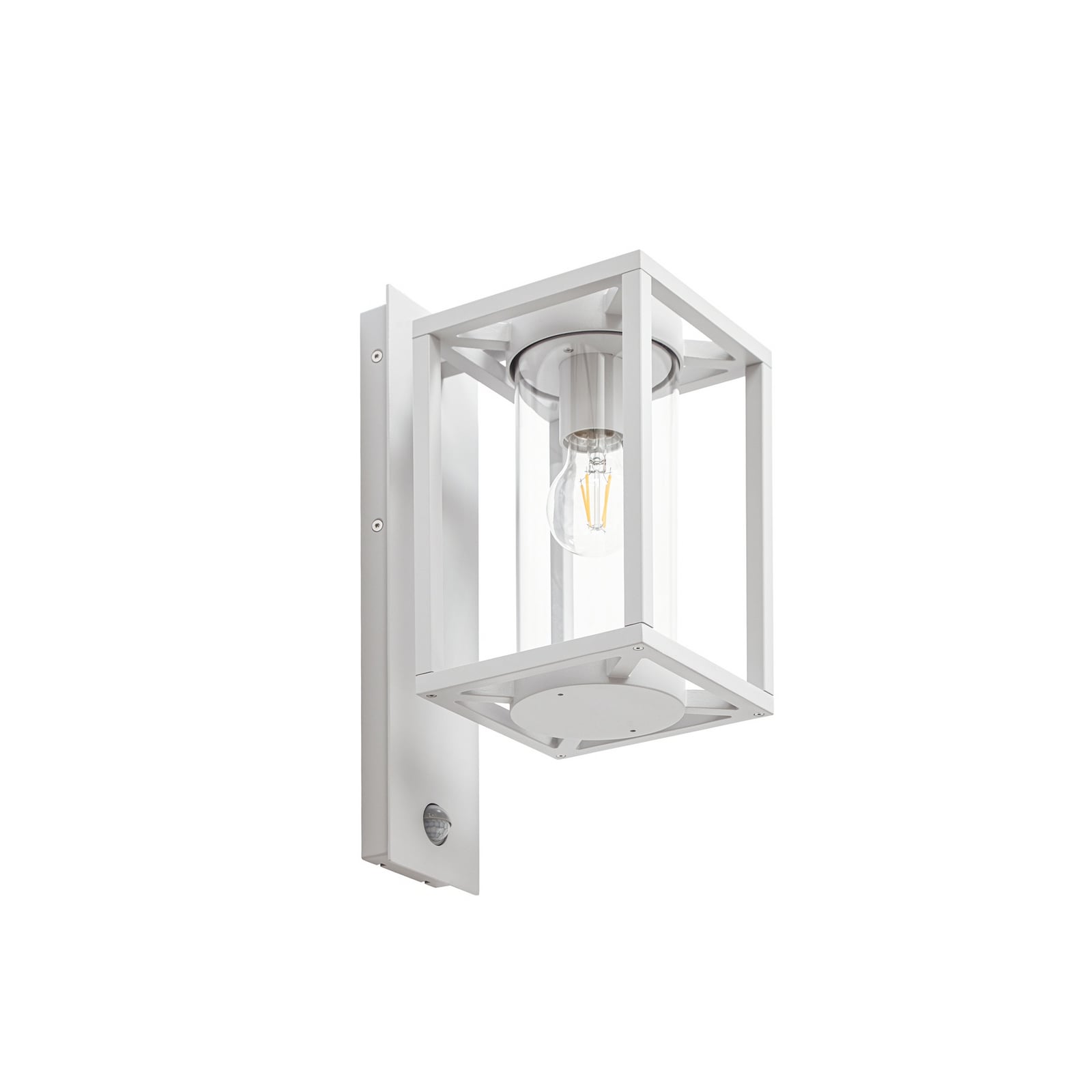 Lucande Applique da esterno Ferda, sensore, portalampada inferiore, grigio