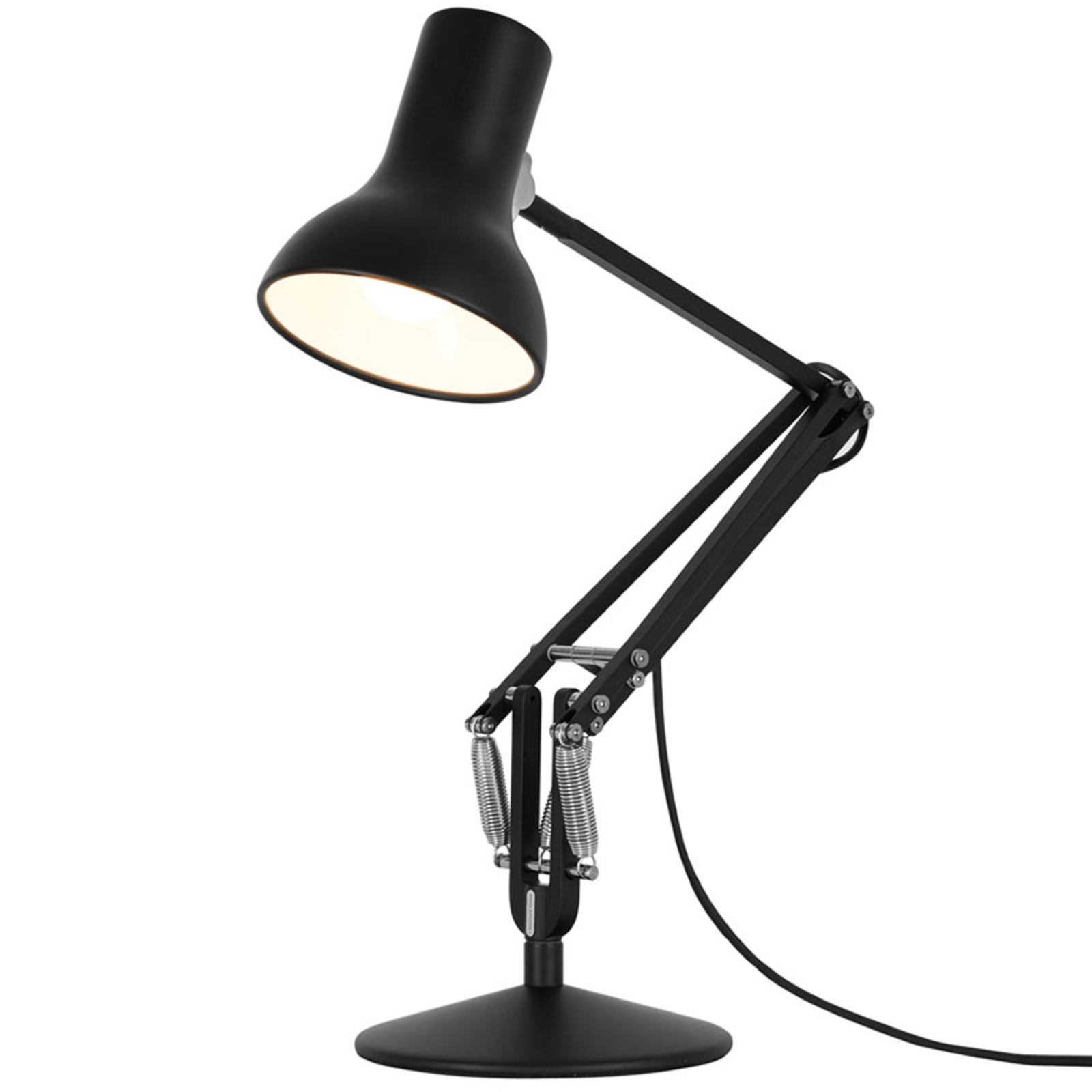 Anglepoise Type 75 Mini table lamp velvety black, for Workroom / Office, iron, aluminium, E14, 5.5 W, energy efficiency: A+, H: 50 cm
