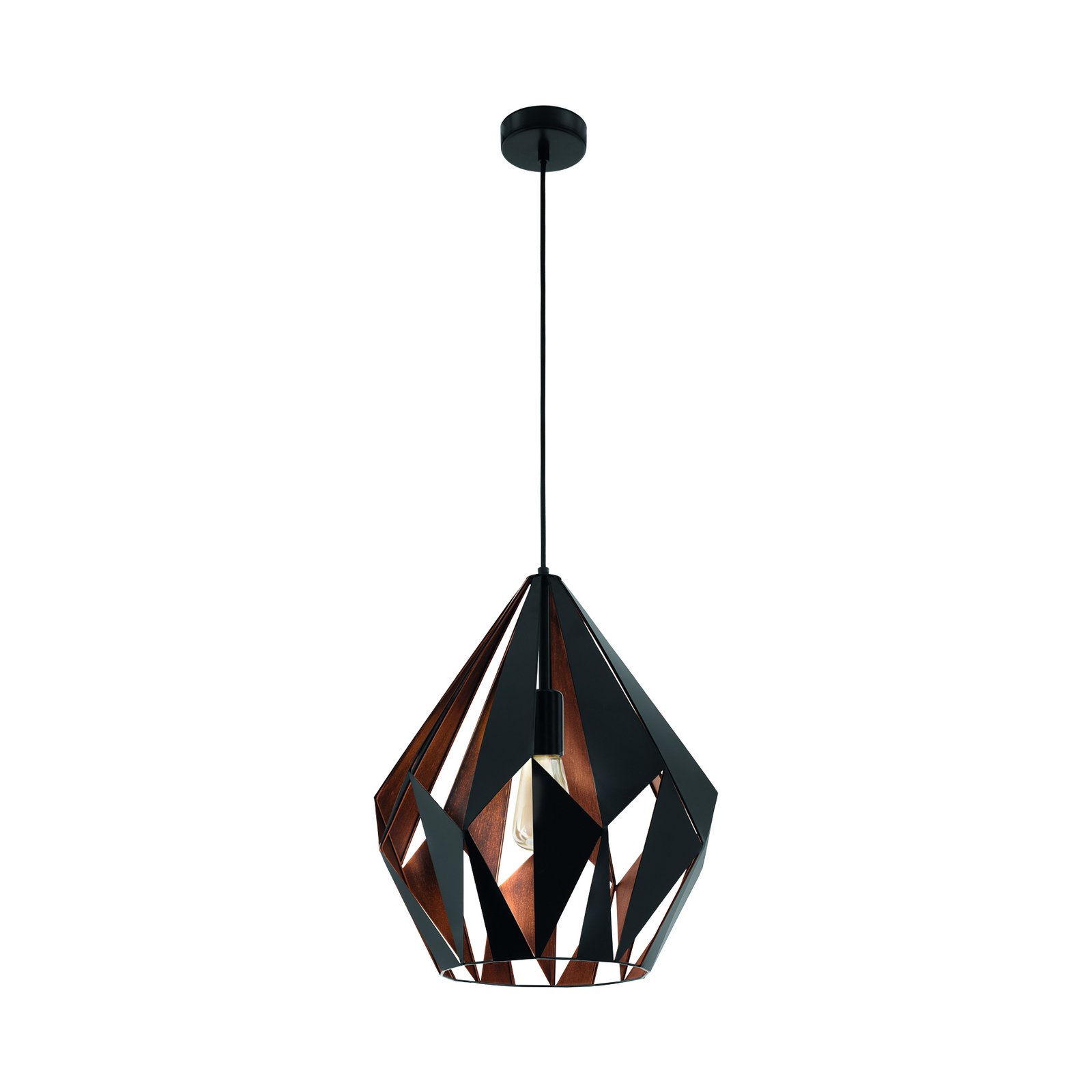 Hängeleuchte Carlton, schwarz/kupfer, Ø 38,5 cm