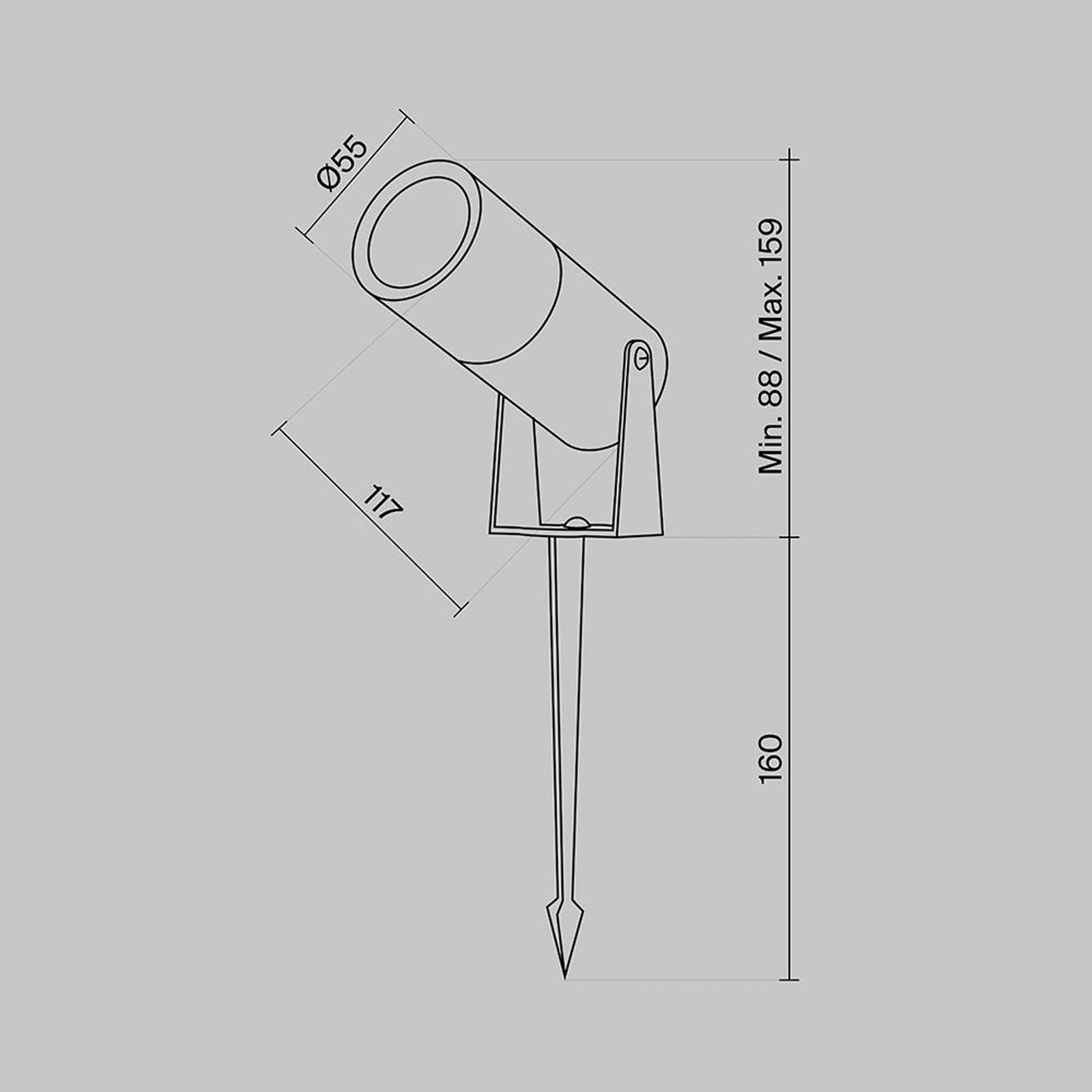 Maytoni LED Ground Spike reflektor Bern, grafit, Ø5,5cm, 5W, IP65