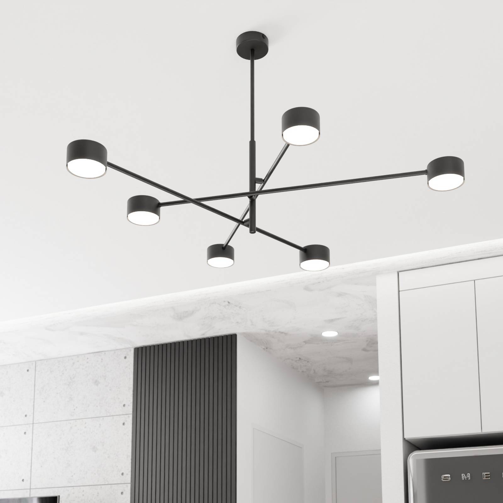 Lampa wisząca Natsu, długość 84 cm, metal, 6-punktowa.