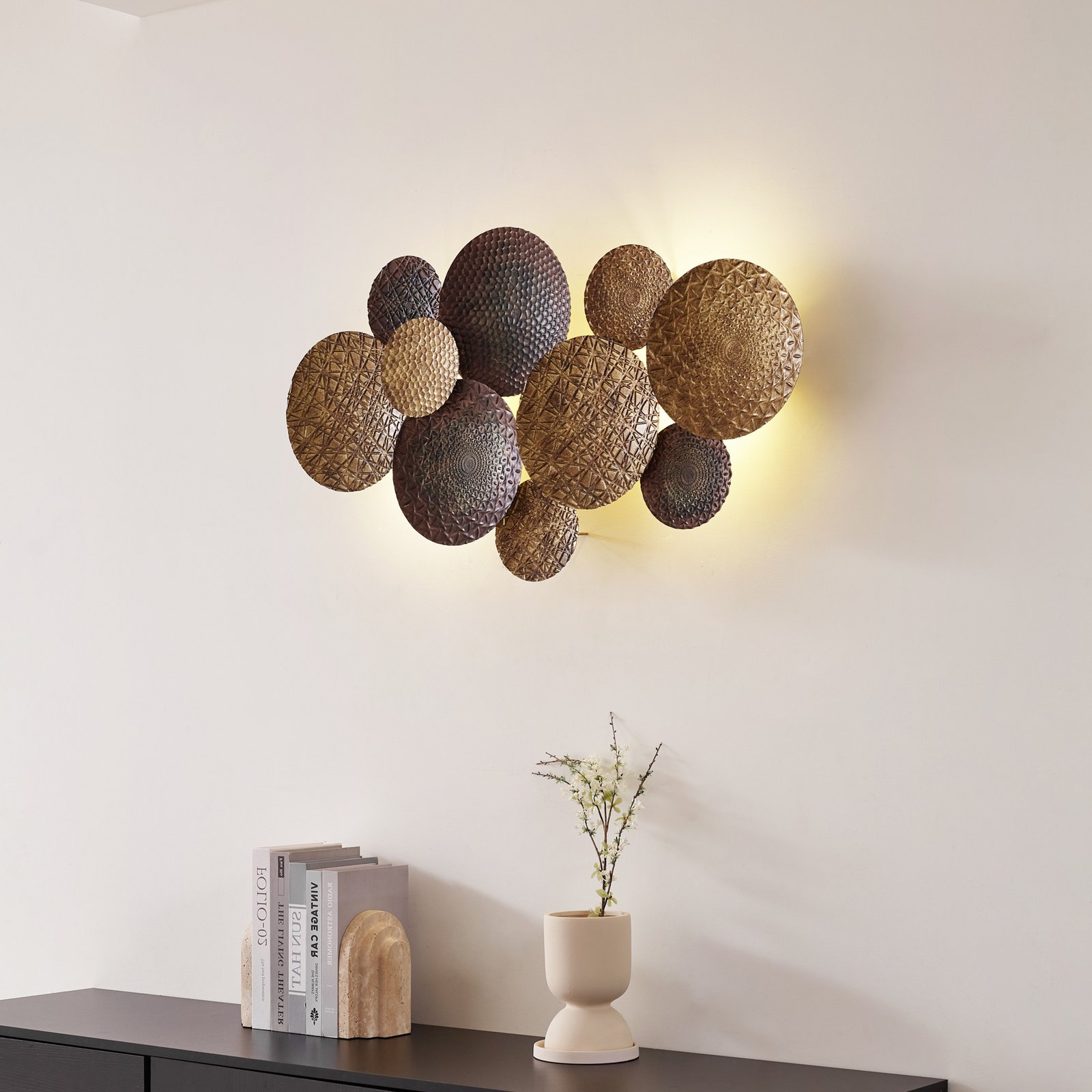 Aplică de perete Lindby Soraya, aur/cupru, metal, 2 becuri, 51cm