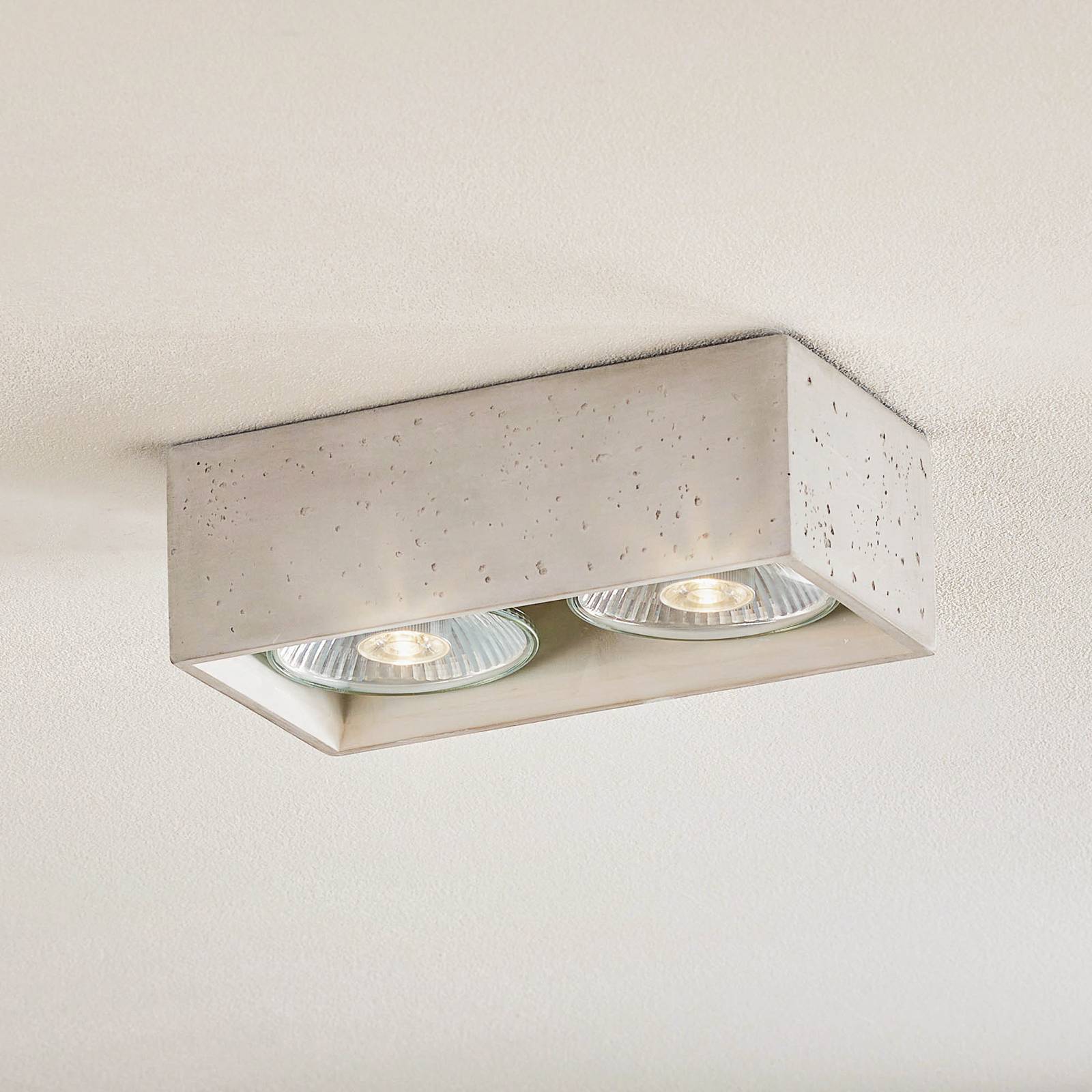 Solana påbygnings-downlight beton kantet 2 lk