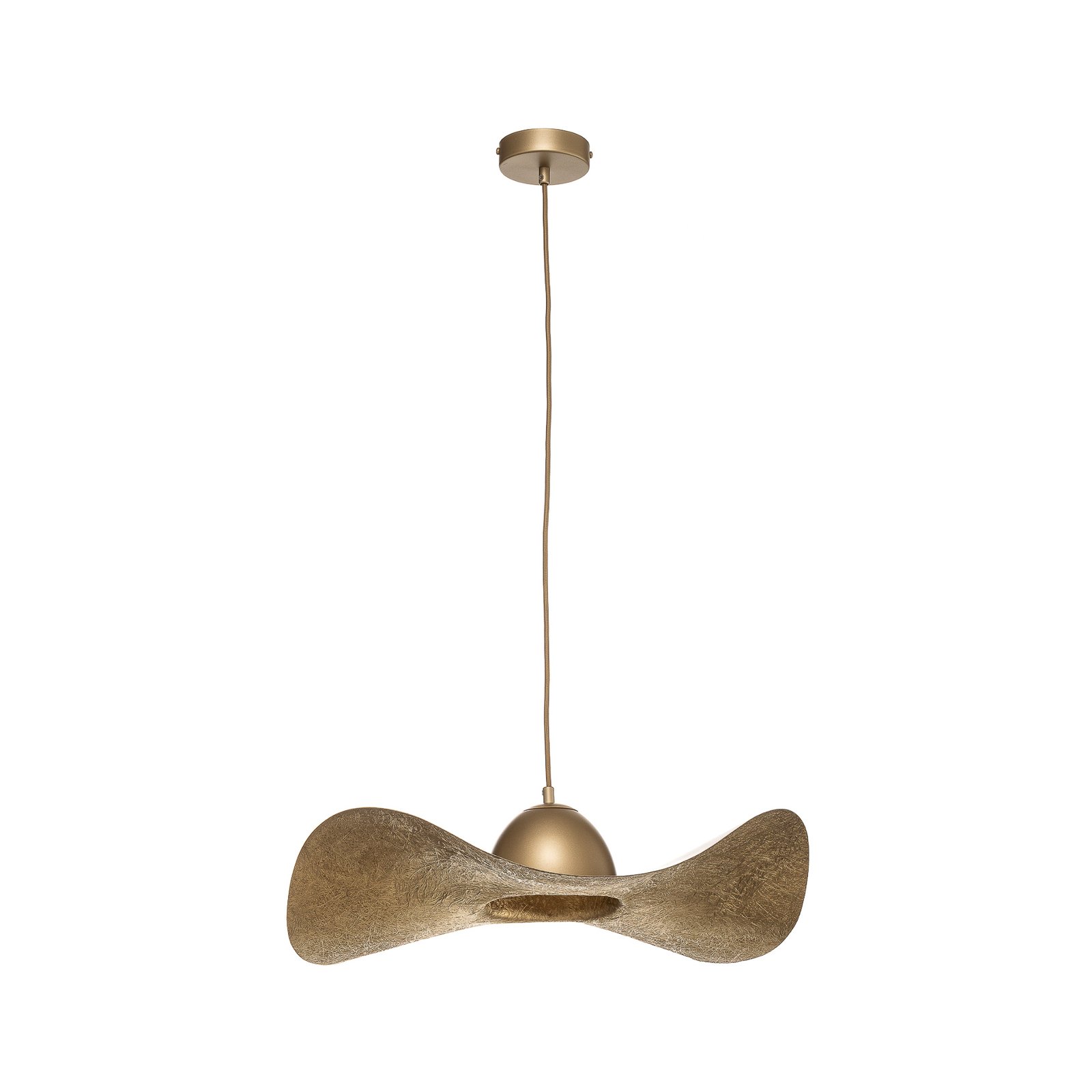 Jil pendant light, curved lampshade, gold