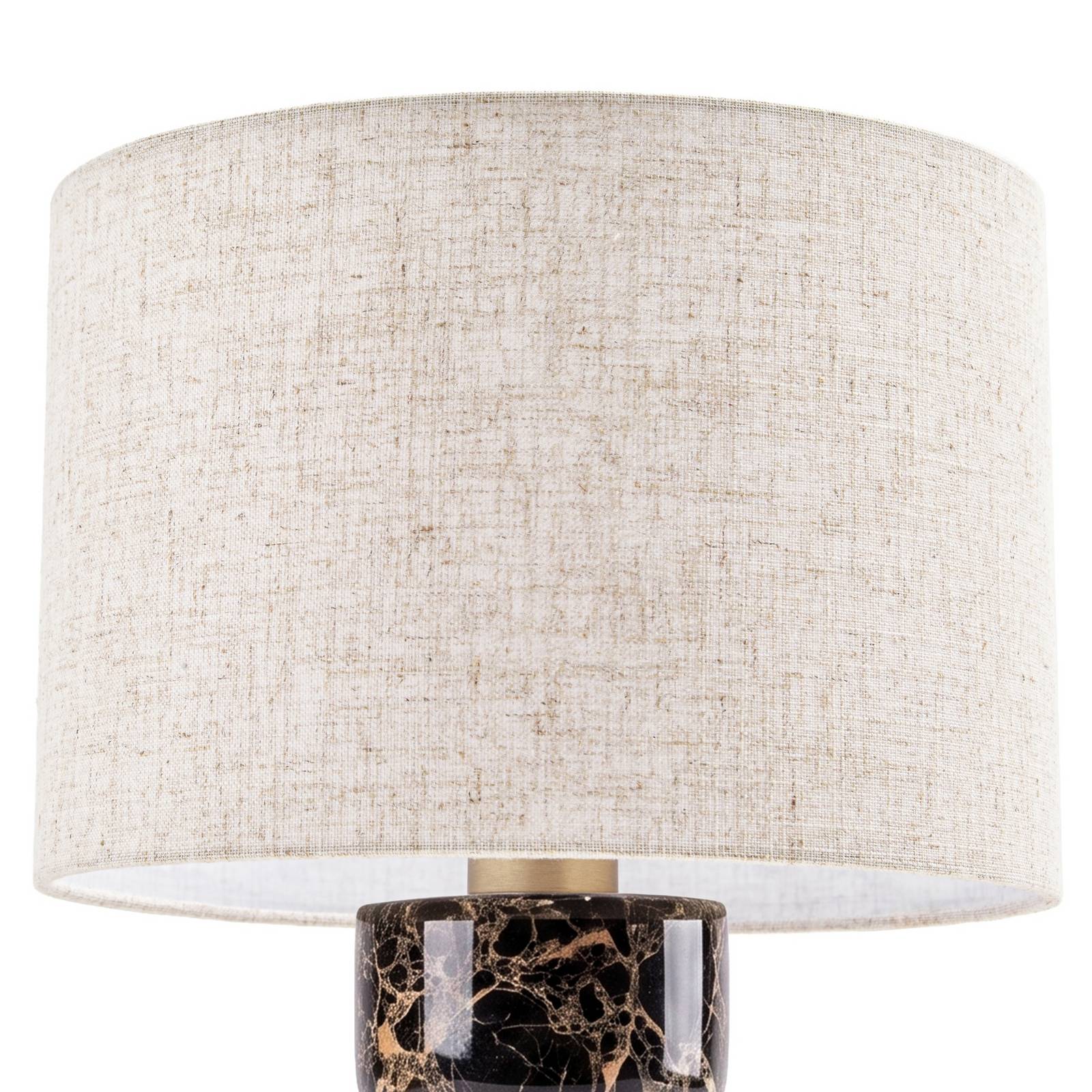Lampa stołowa Lucande Marcella, wysokość 45 cm, brązowo-kremowa, marmur