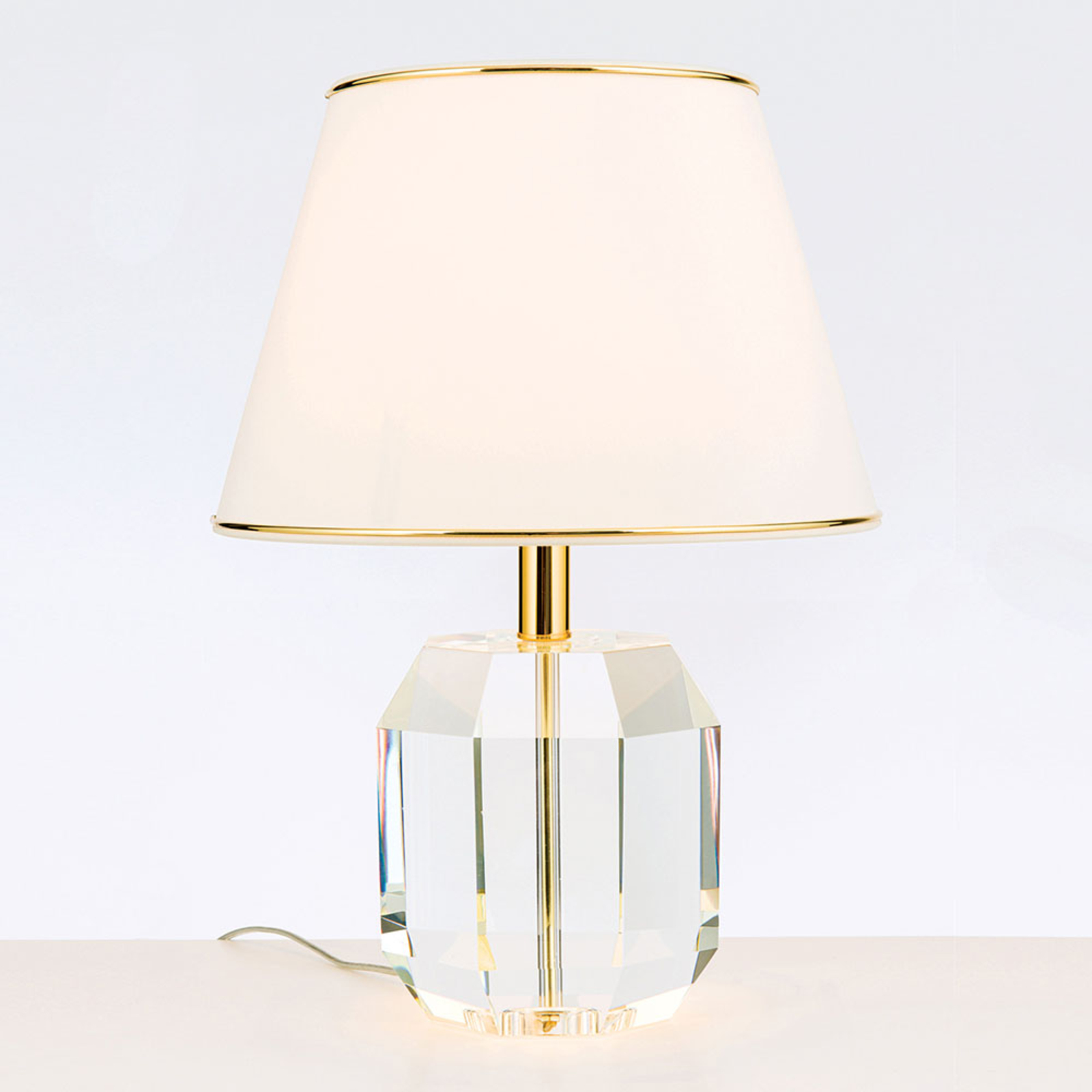 Lámpara de mesa Alexis con cristal oro/crema