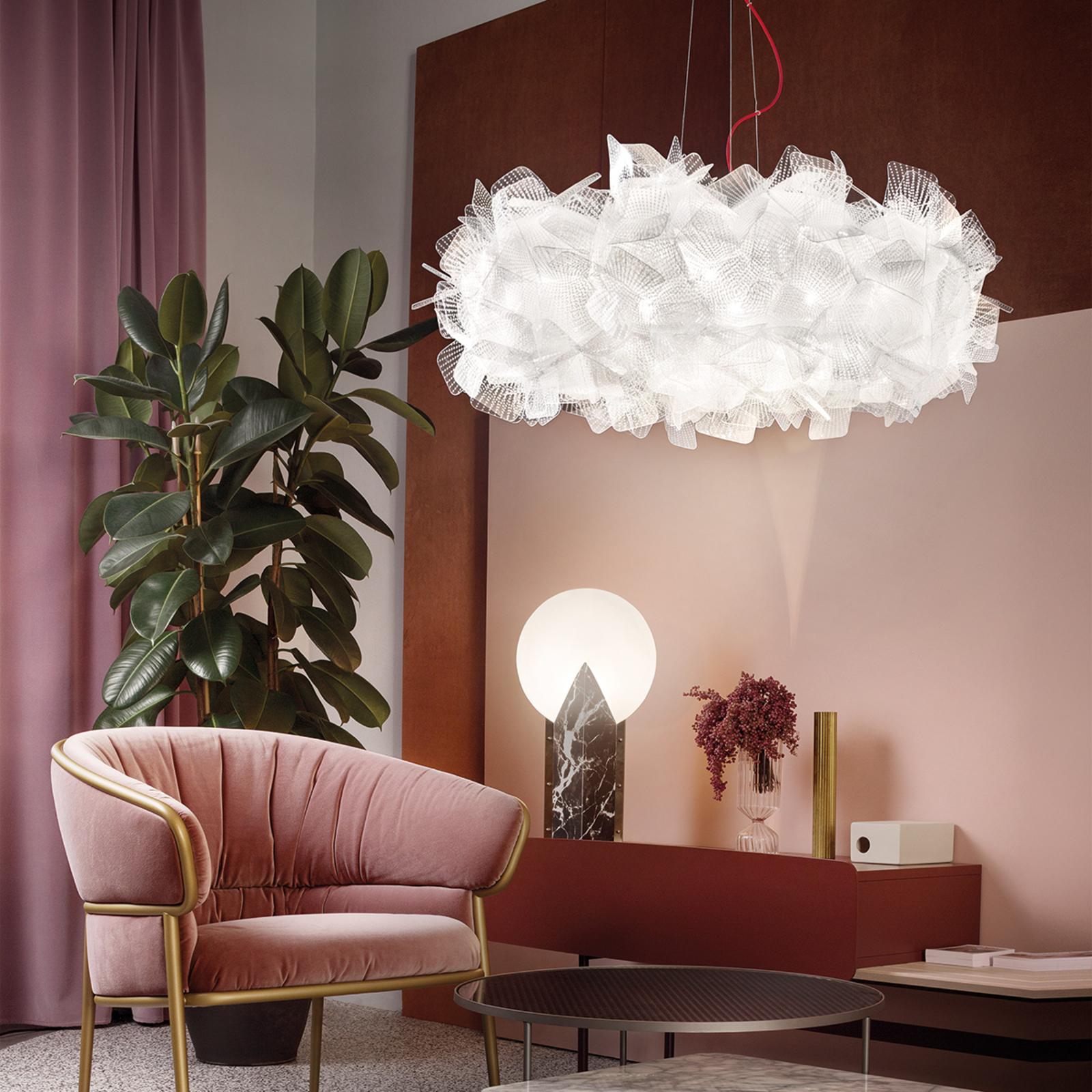Slamp Clizia Pixel Hängelampe, Kabel rot