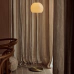 FRANDSEN Lampa stojąca Ball Glass, piaskowo-szara, szkło, 130 cm, E27