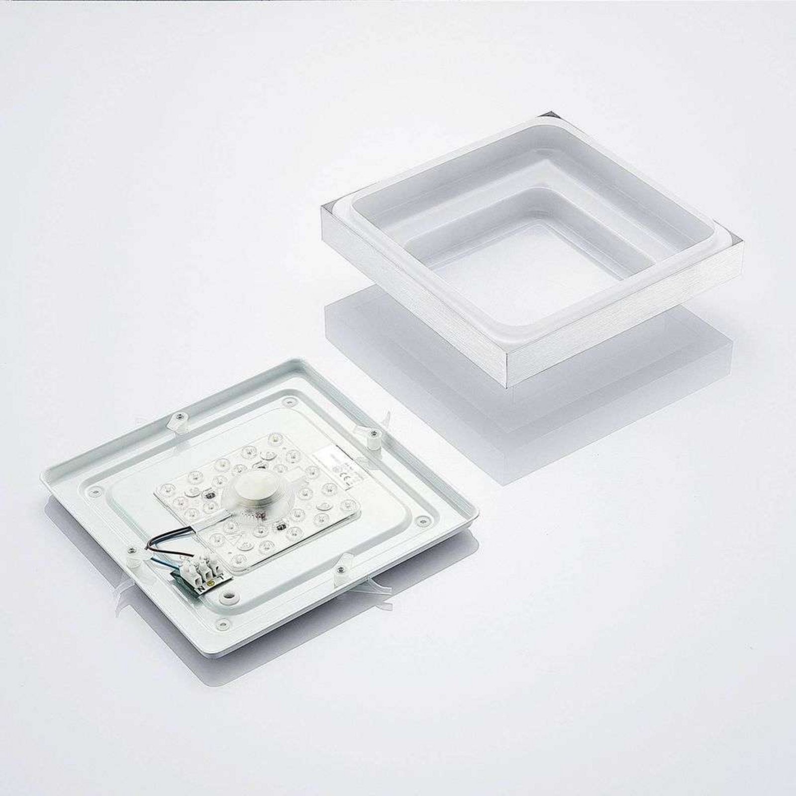 Mirco Square LED Plafonieră L27 Alu/White - Lindby