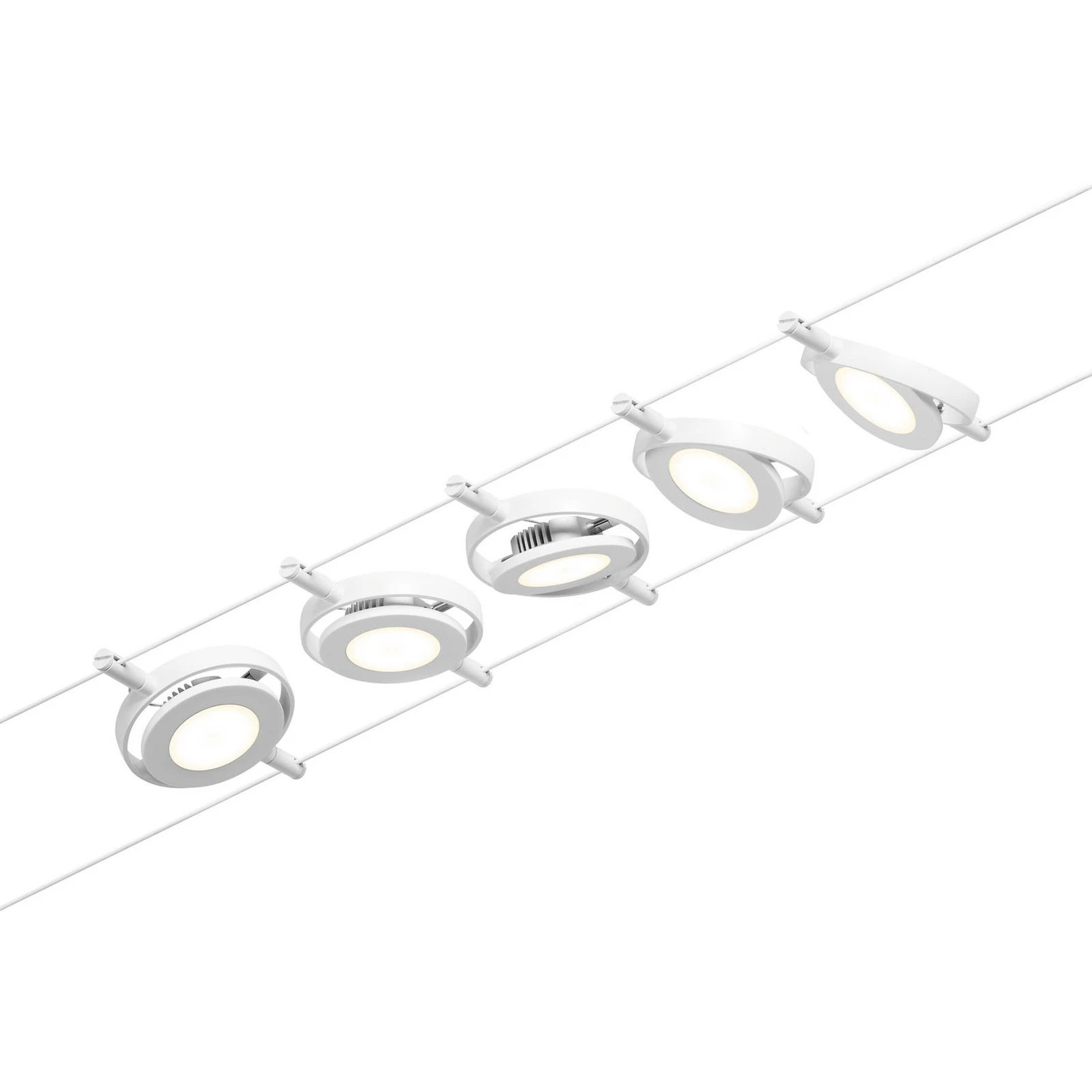 Iluminación LED sobre cable Wire RoundMac de Paulmann, 5 luces, blanco