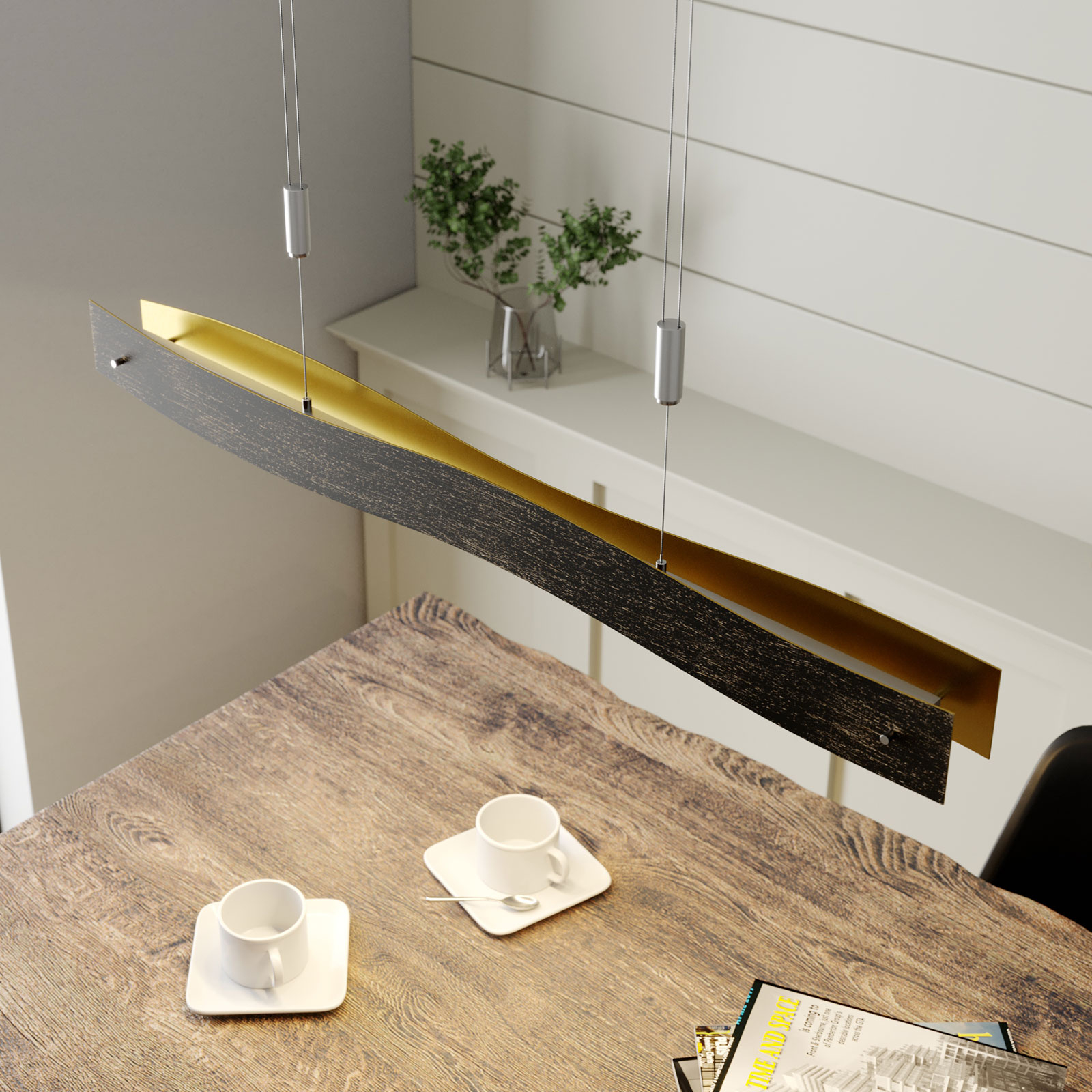 Suspension LED dimmable Ebu, noirdoré Luminaire.fr