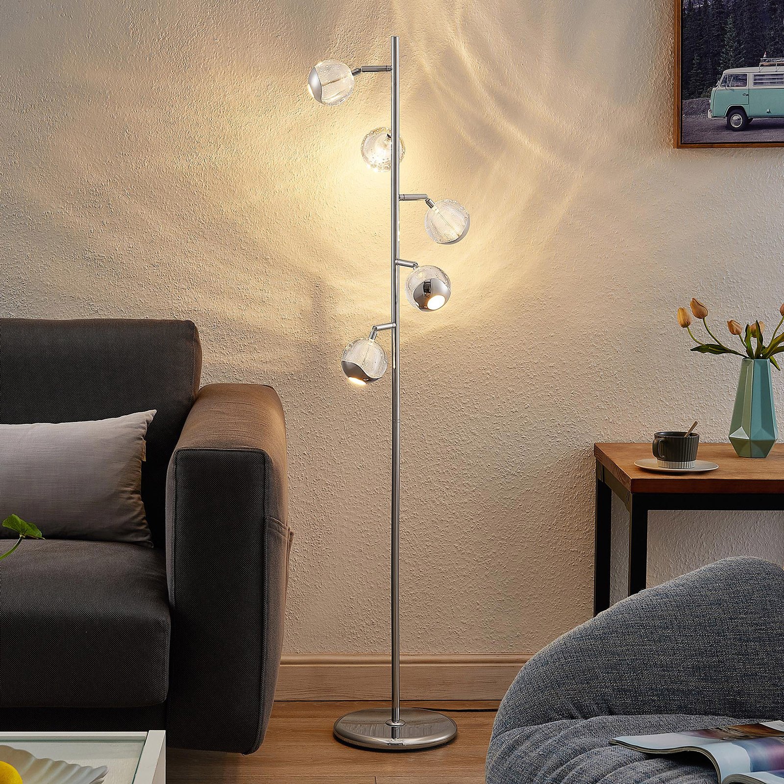 Lucande Kilio LED állólámpa, szabályozható, króm