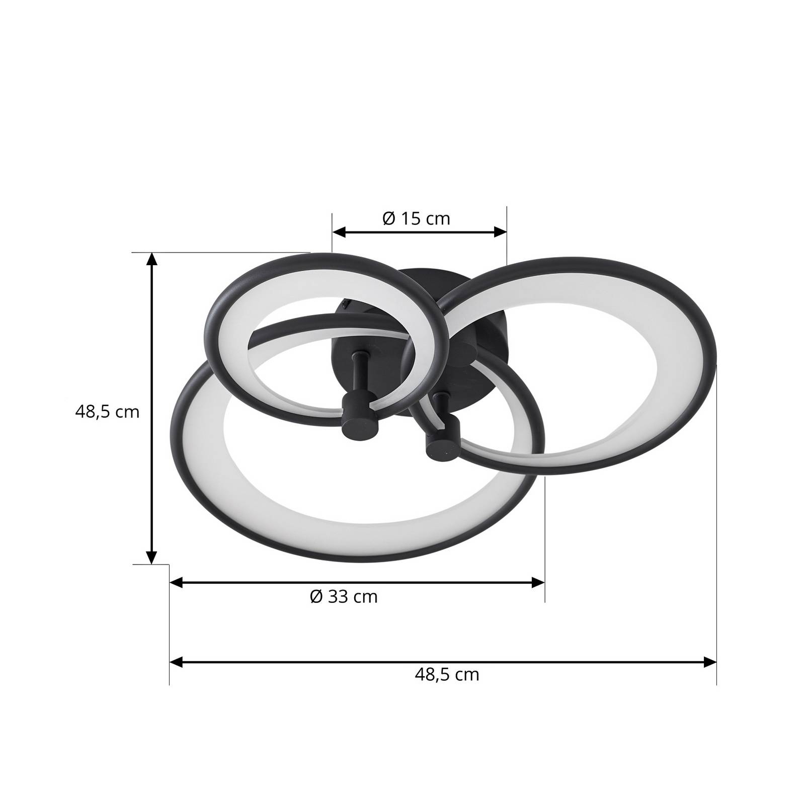 Lampa sufitowa LED Lindby Sorma, czarna, CCT, ściemniany