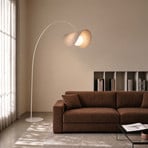 Lucande LED-Bogenleuchte Sansibar, beige, 180 cm, dimmbar