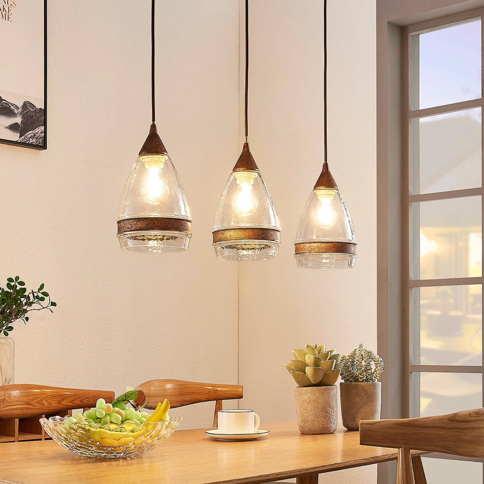 Millina 3 Pendant Rust/Clear - Lindby