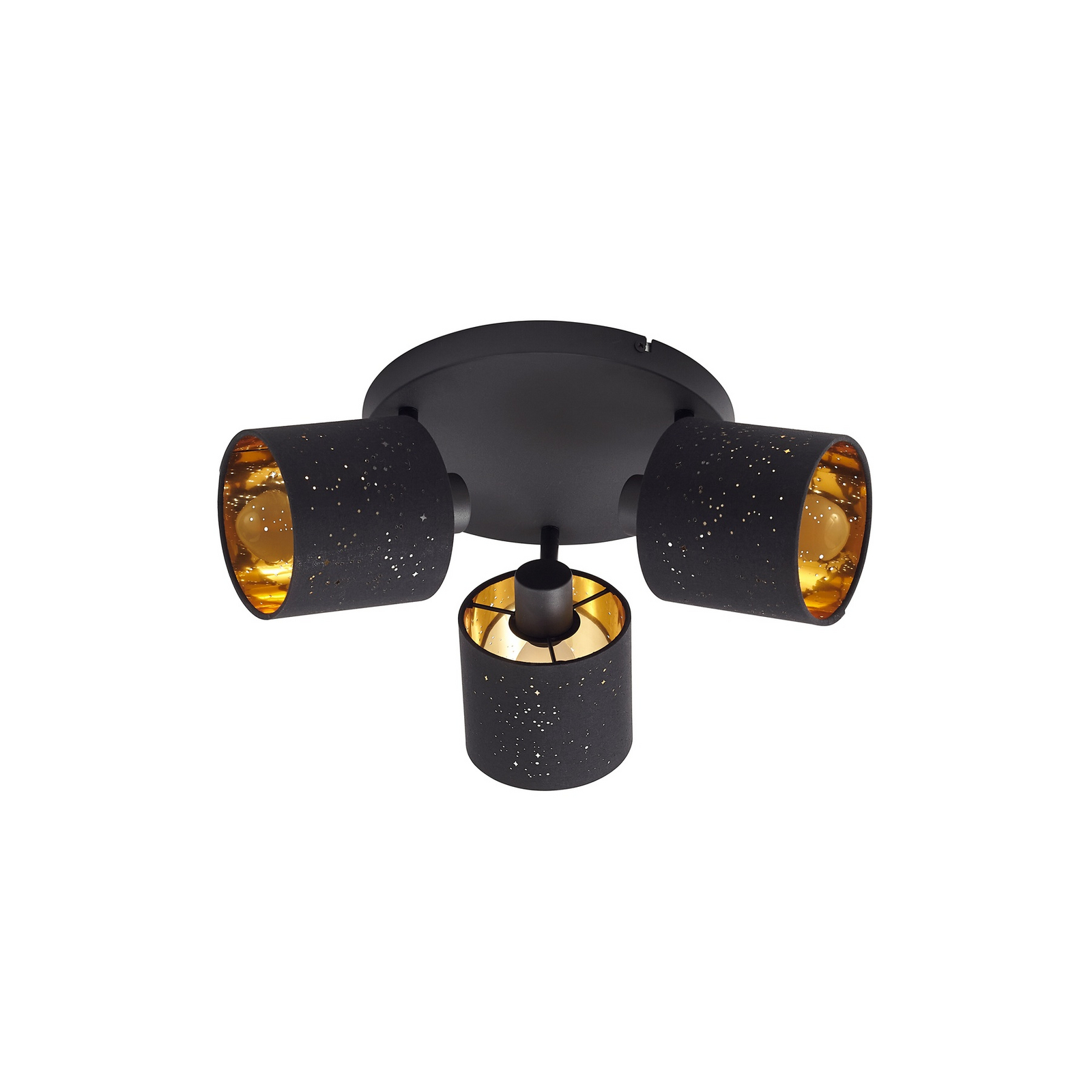 Vasilia 3 Ceiling Lamp w/Pattern Black/Gold - Lindby